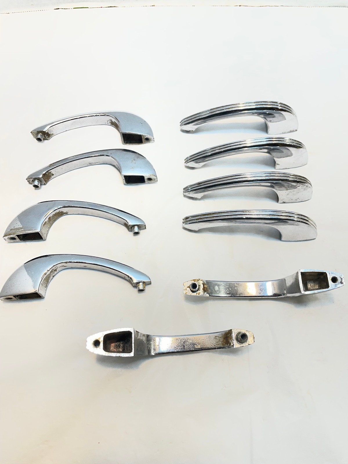 Vintage Chrome Drawer Pull Cabinet Door Handle Ribbed MCM Mid Century- Lot of 10