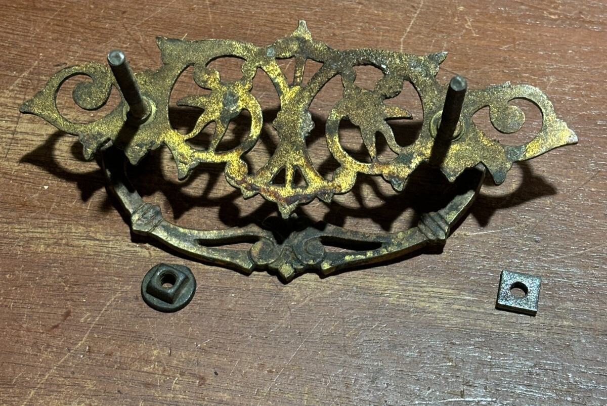Vintage Antique Ornate Fancy Drop Bail Drawer Pull. 3 inch CTC