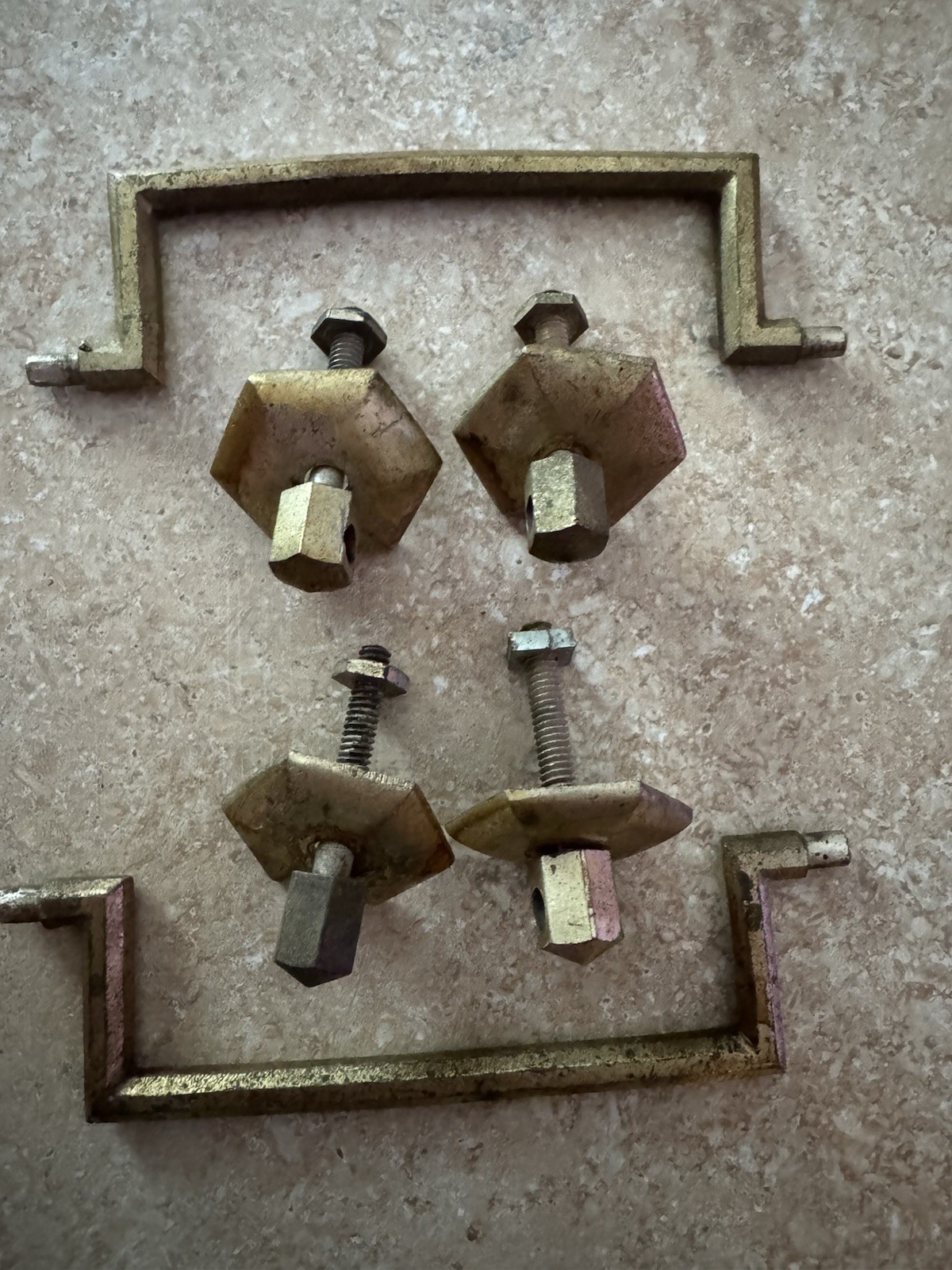 Vintage Antique Set Of 2 Colonial Revival Victorian Bail Drawer Pulls Hexagon