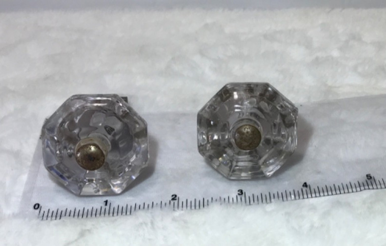 Antique Vintage Style Clear Glass Dresser Drawer Pulls Set Depression