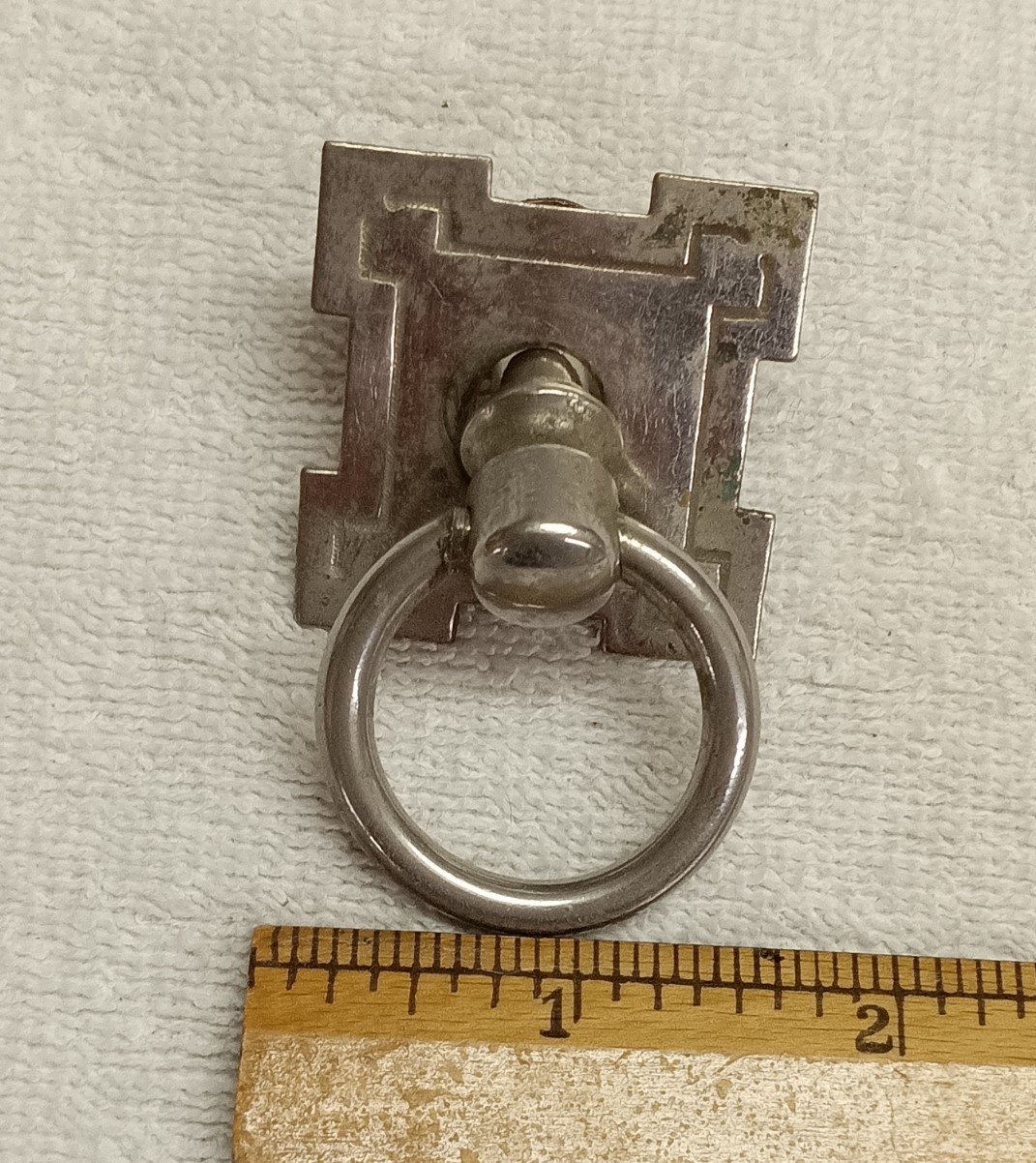 ANTIQUE HEAVY NICKLE PLATED BRASS DROP RING DRAWER,DESK,DOOR PULL 1 1/4 IN. DIA