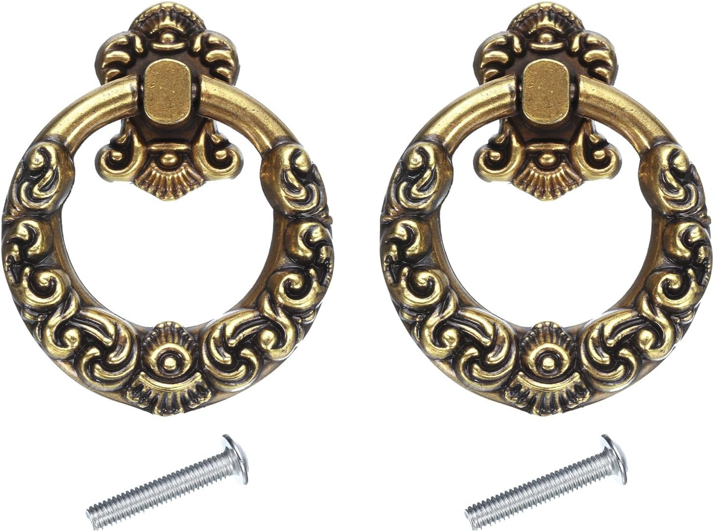 2 Sets Vintage Ring Drawer Pulls Retro Dresser Pulls Knobs Handles with Screws Z