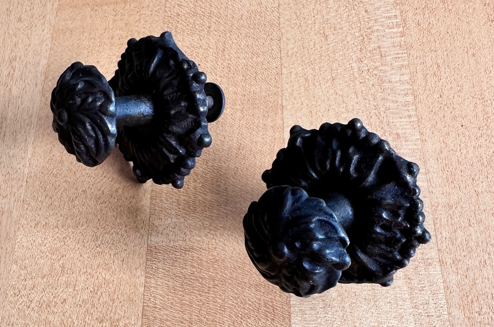 Pair Antique Metal Dresser Drawer Pull, Knobs