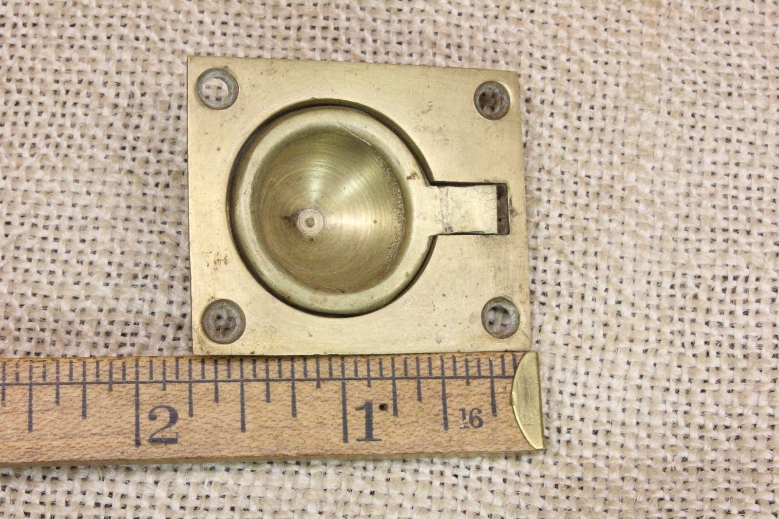 Old Door Pull Drop Finger Tip Flush Handle Treasure Box Vintage Solid Brass