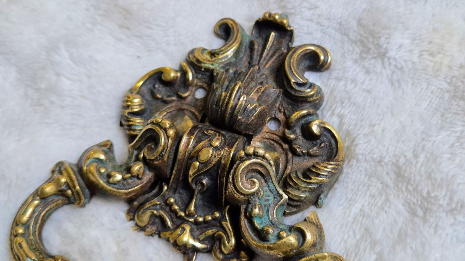 Antique French Rococo Bronze Drawer Pulls Ornate Furniture Handles Pair