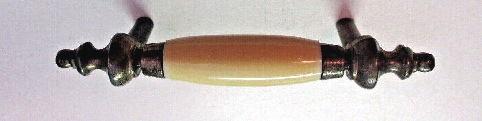 Drawer Pull Handle 1960s Dark Aged Brass Steeple Tips 3″ Centers Taiwan 1 Vtg