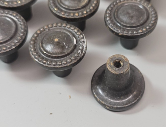 Vintage 1 Inch Brass Drawer Pulls Cabinet Knobs & Hardware Lot of 26