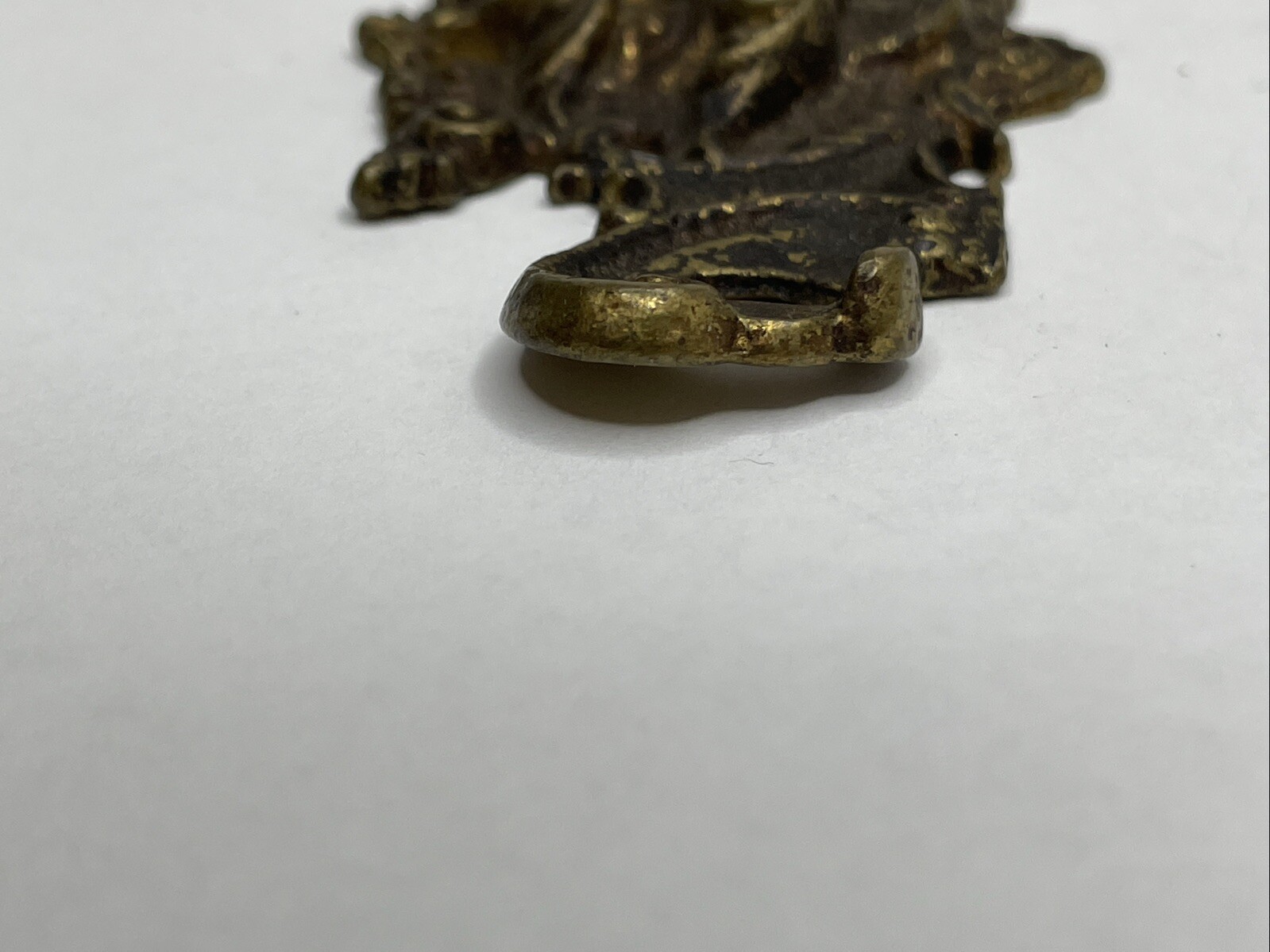 Antique Old Man Wind Winter Heavy Brass Drawer Pull Back Plate