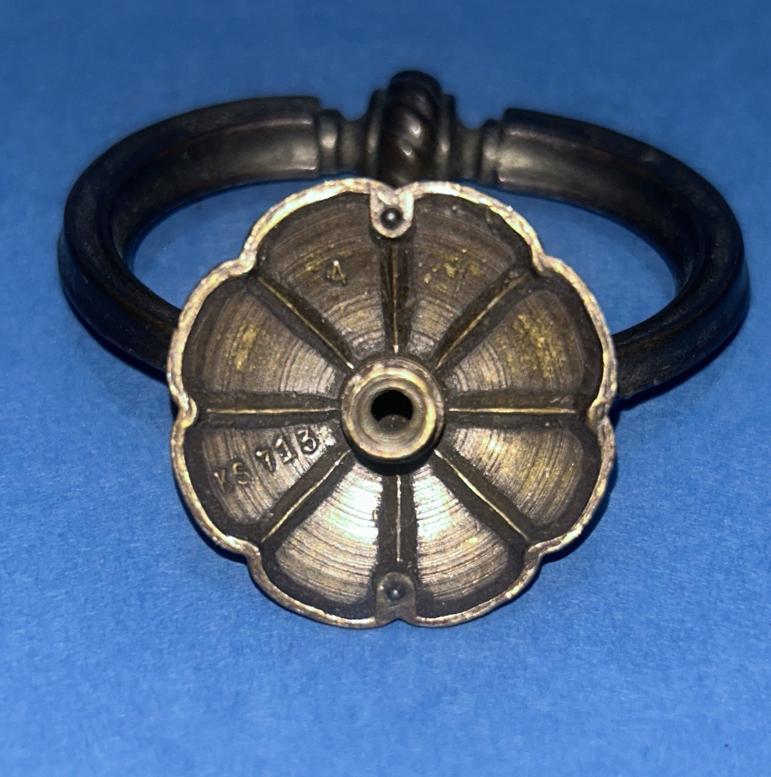 Single Vintage National Lock YS 713 Single Post Bail Ring Pull Antique Brass