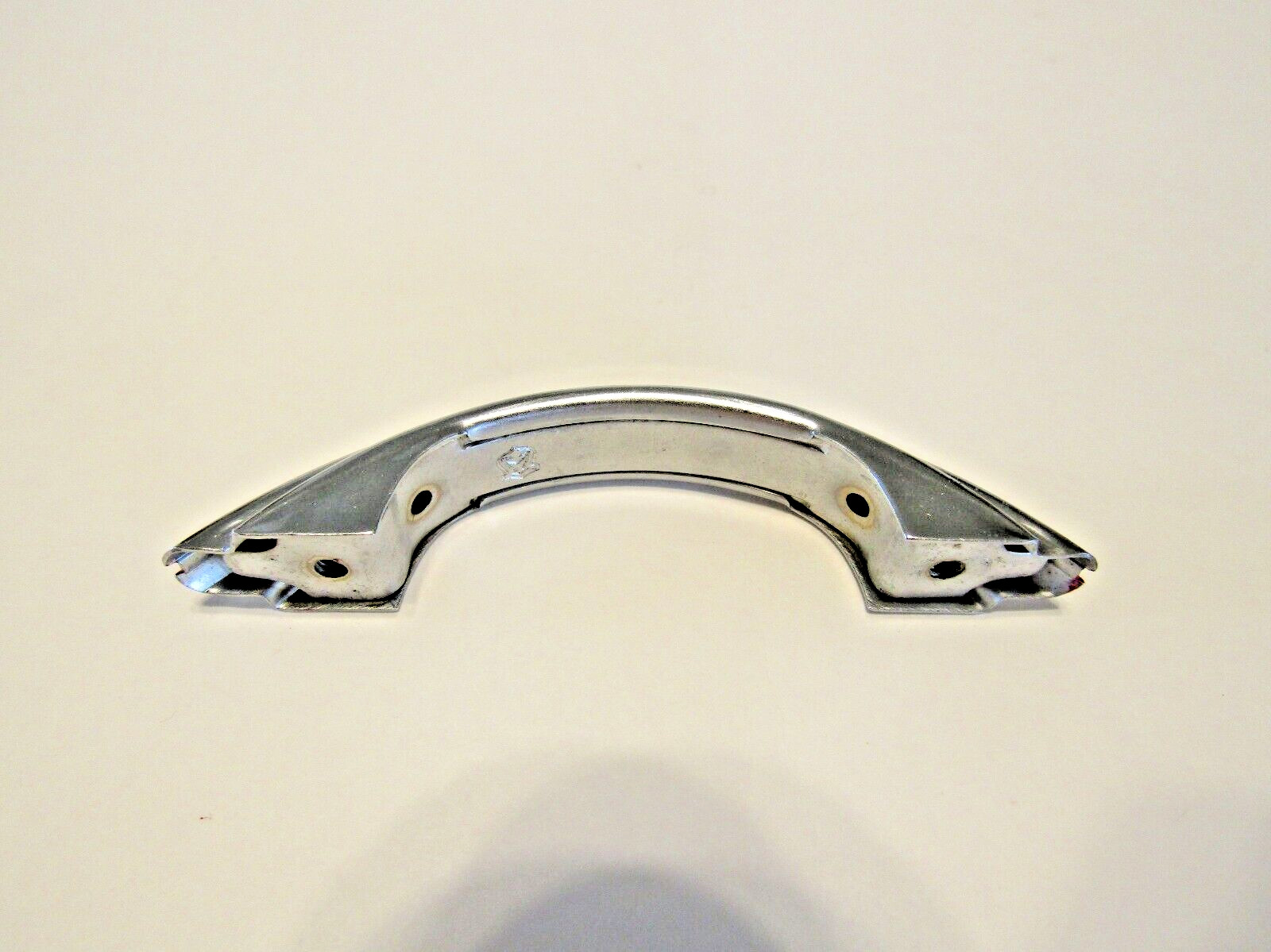 Vintage Chrome Drawer Pulls w Red Line & Stair Stepped Edges Cabinet Door Handle