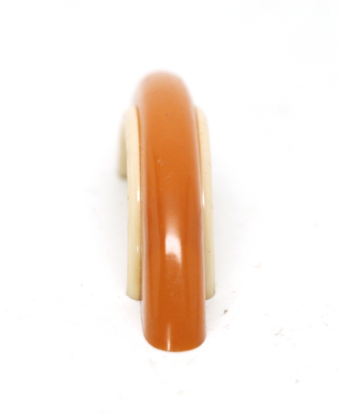 Vintage 3 in. Mid Century Orange & White Plastic Bridge Pull