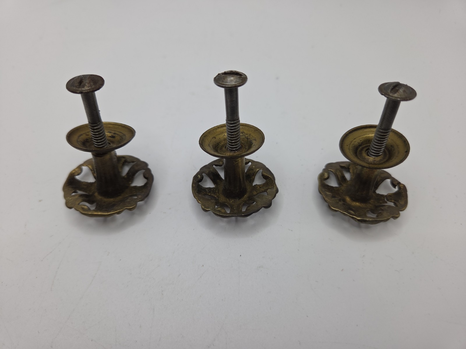 Vintage Ornate Brass Drawer Pulls Set of 3 With Screws