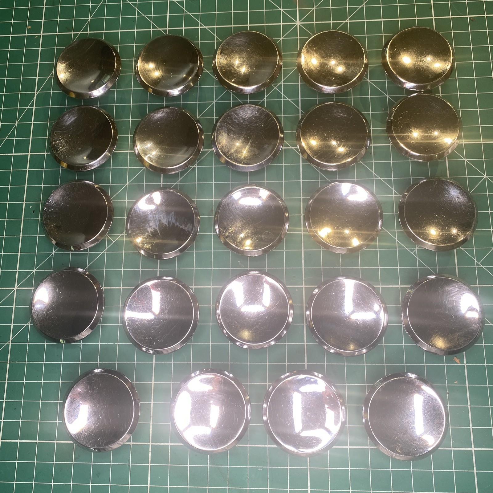 Vintage MCM 2” Round Beveled Concave Silver tone Pull Knob Lot Of 24