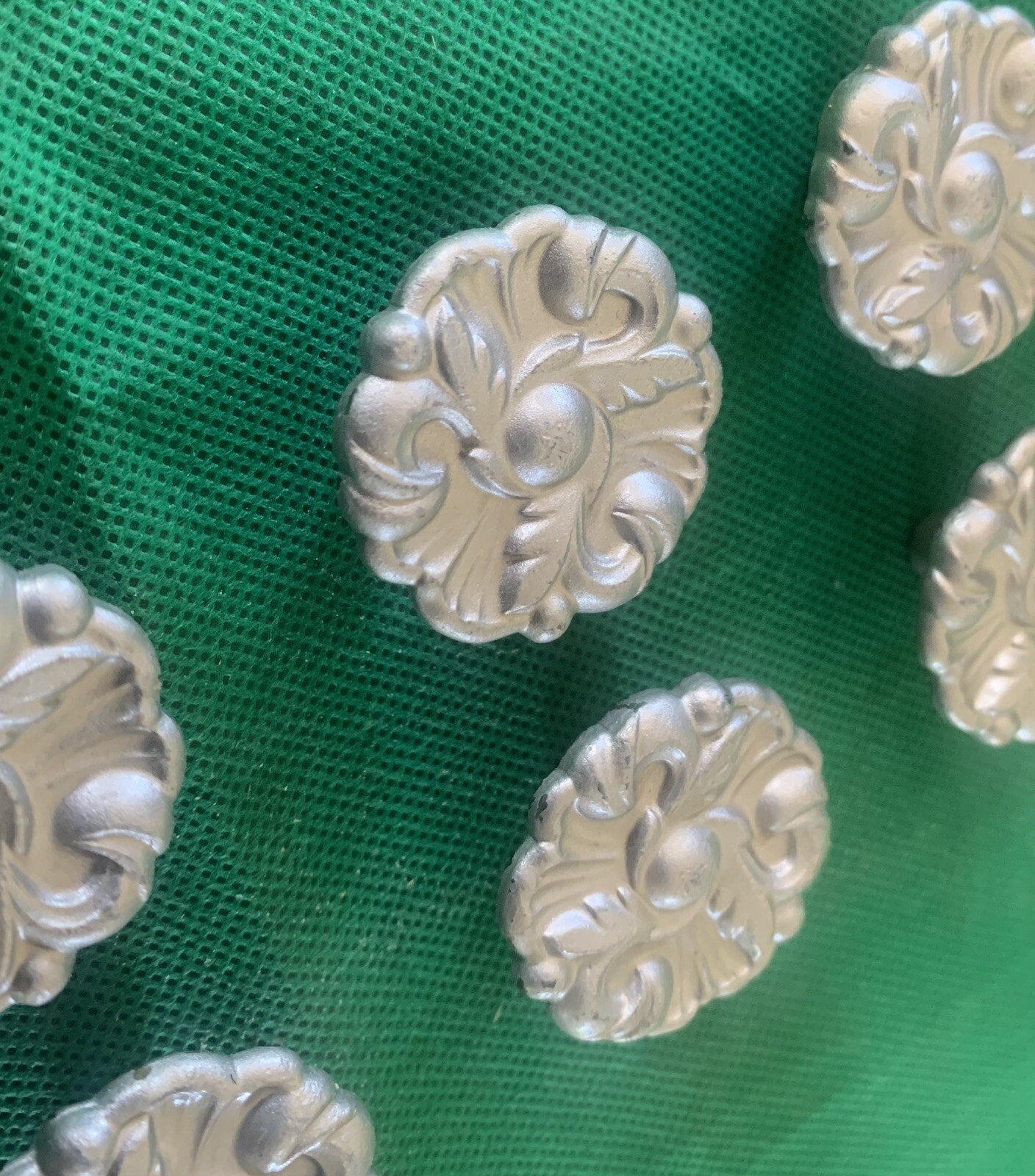 SET 6 Drawer Pull Cabinet Knob French Provincial Mid Century Modern Satin Nickel