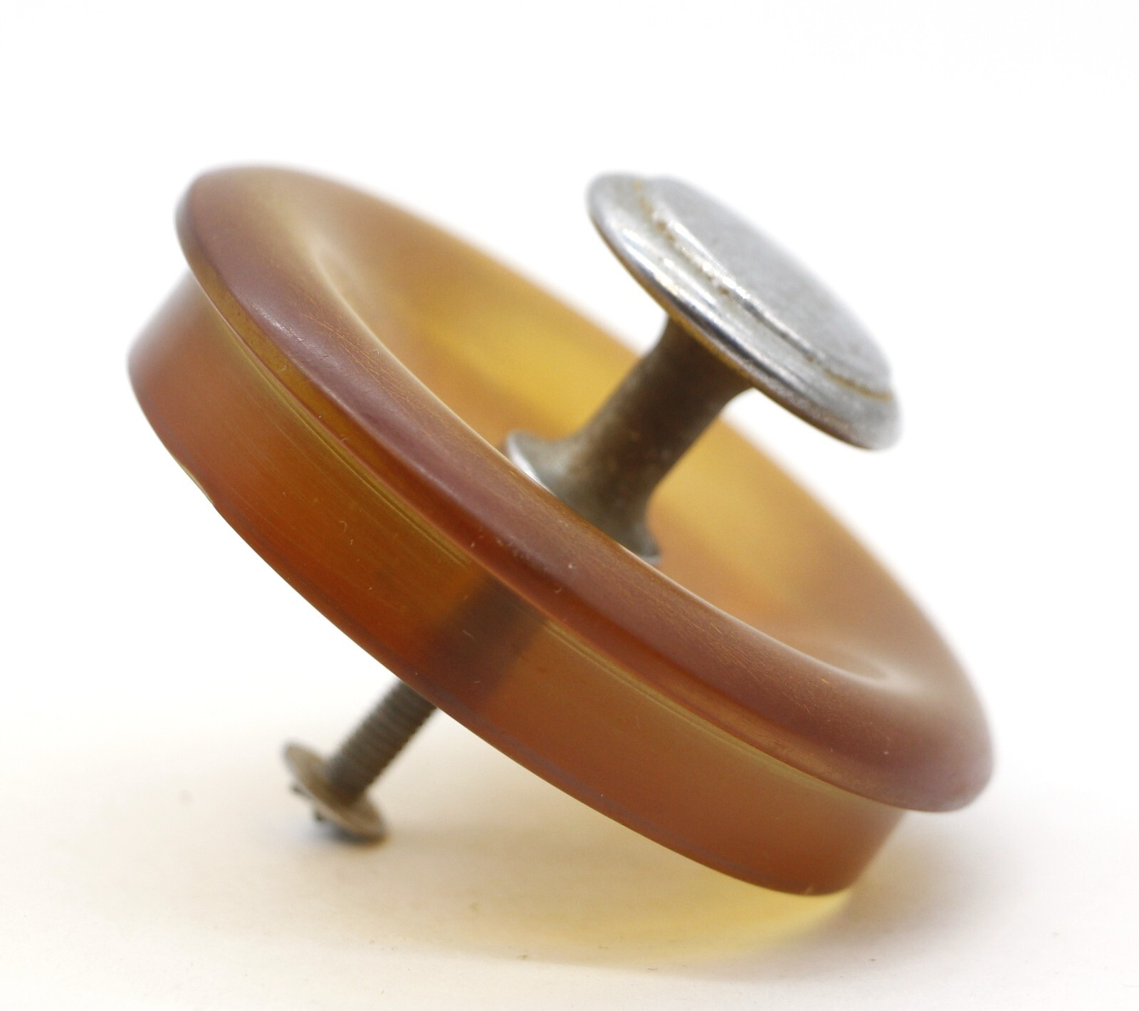 Vintage Mid Century Nickeled Brass Bakelite Cabinet Knob