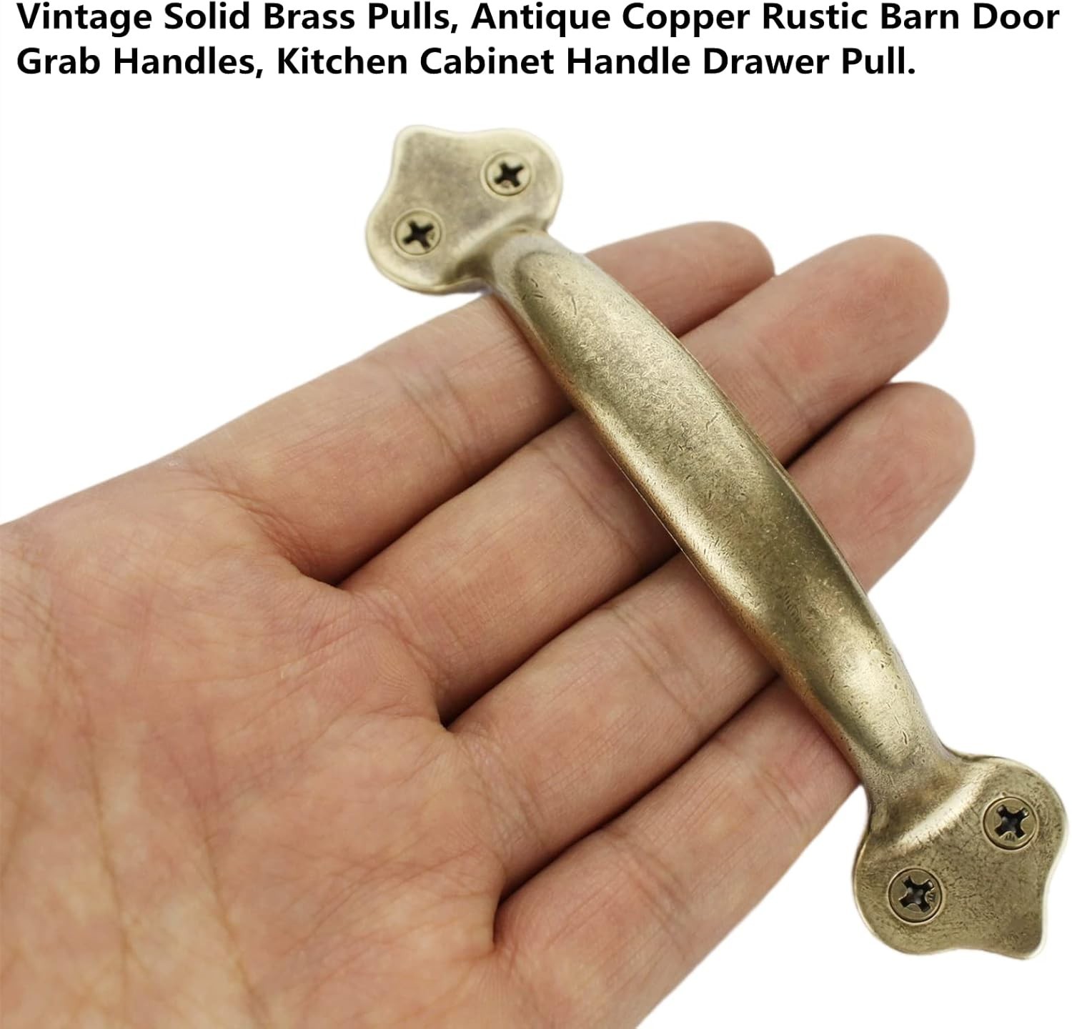Vintage Brass Pull Handle Antique Copper Cabinet Drawer Barn Door Hardware Pull