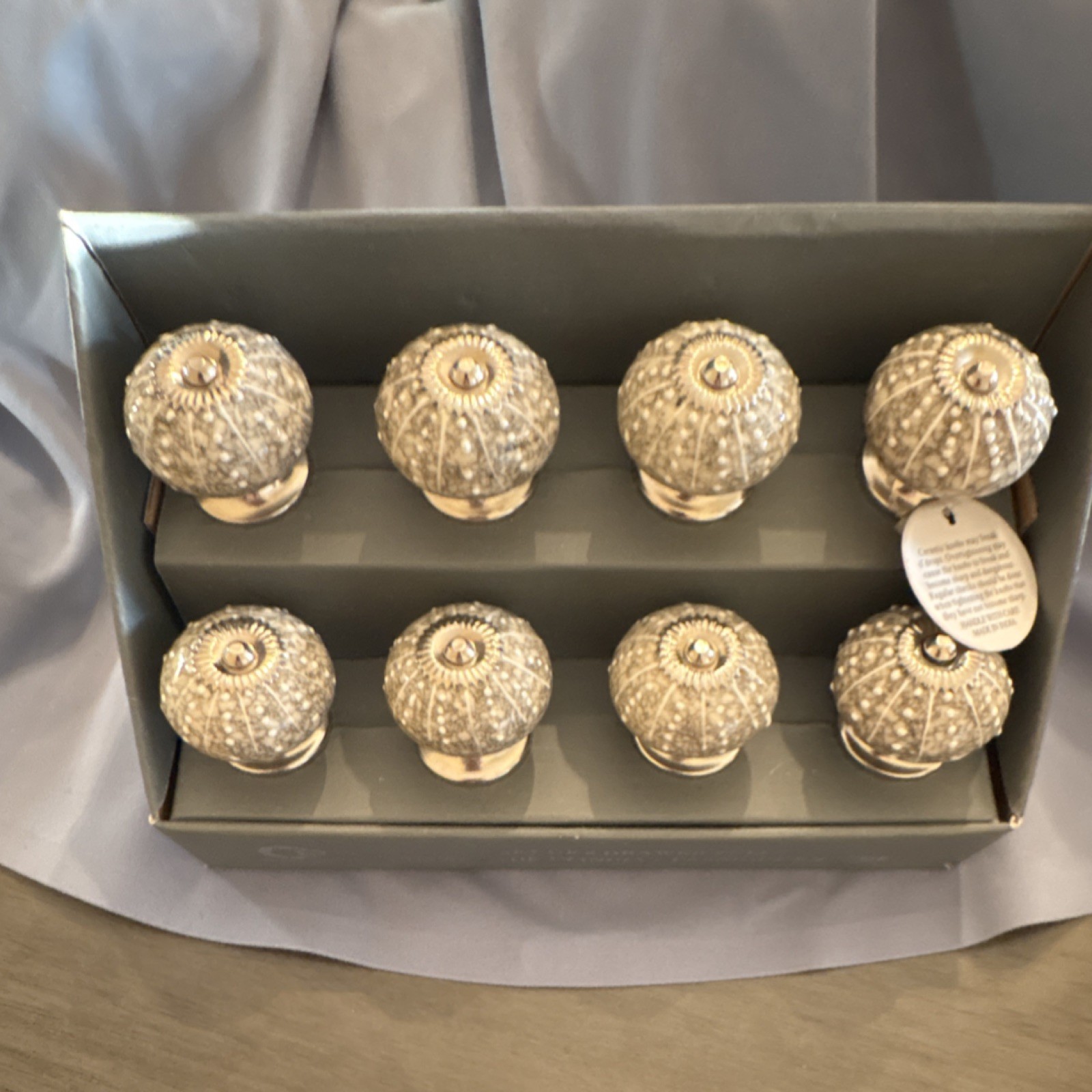 Casa Decor Handmade Ceramic Drawer Knobs Set of 8 Beige White NEW