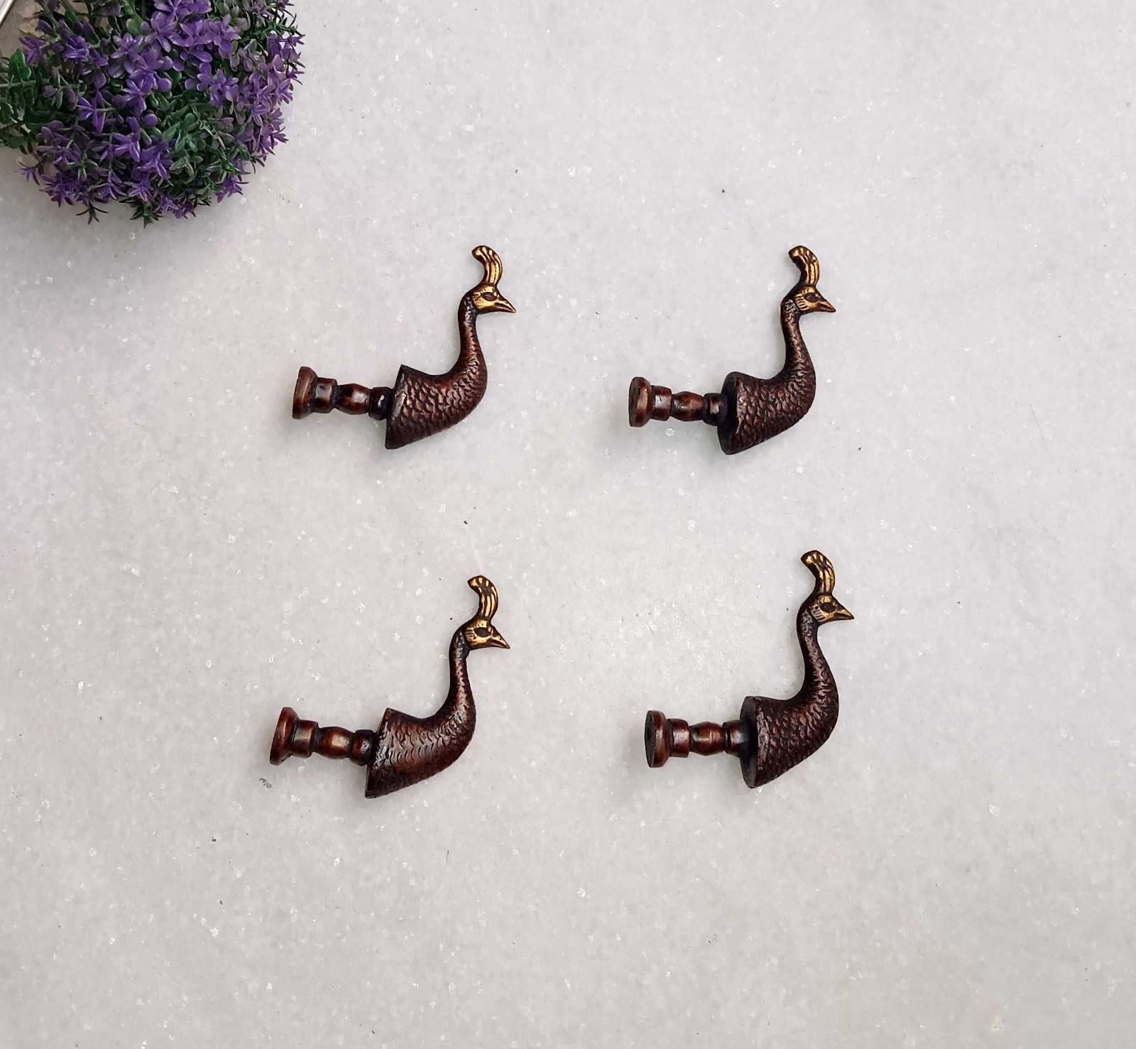 Peacock Head Shape Home Window Knob Brass Drawer Knobs Set of 04 Pieces GTX
