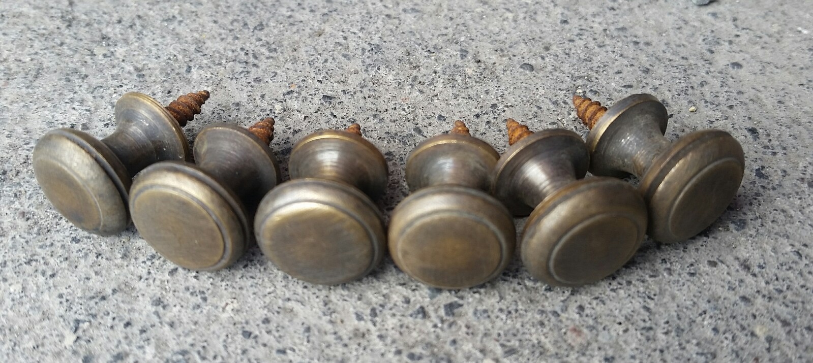 6 Solid Brass SMALL Stacking Barrister Bookcase 1/2″dia Knobs drawer Pulls #K18
