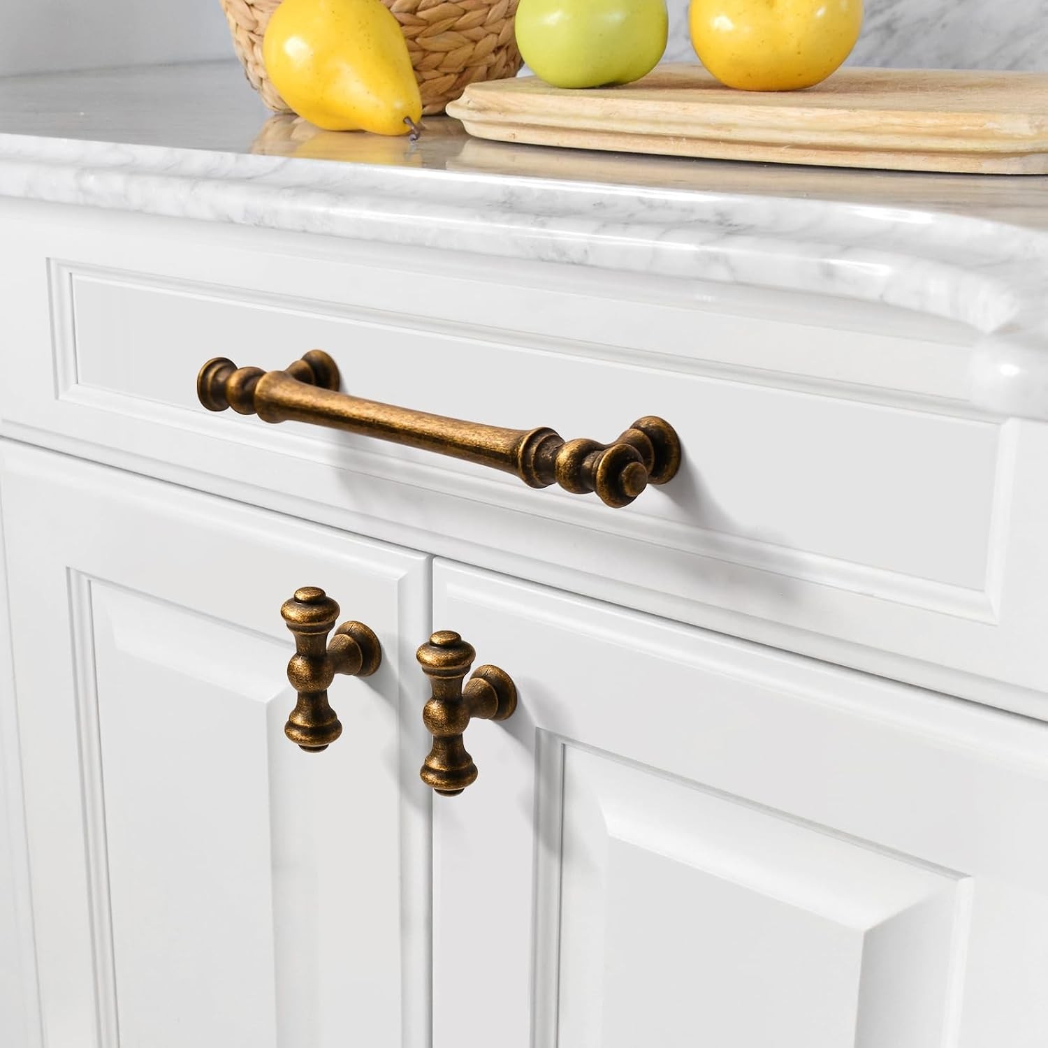 5 Inch Antique Brass Cabinet Pulls, 10 Pack