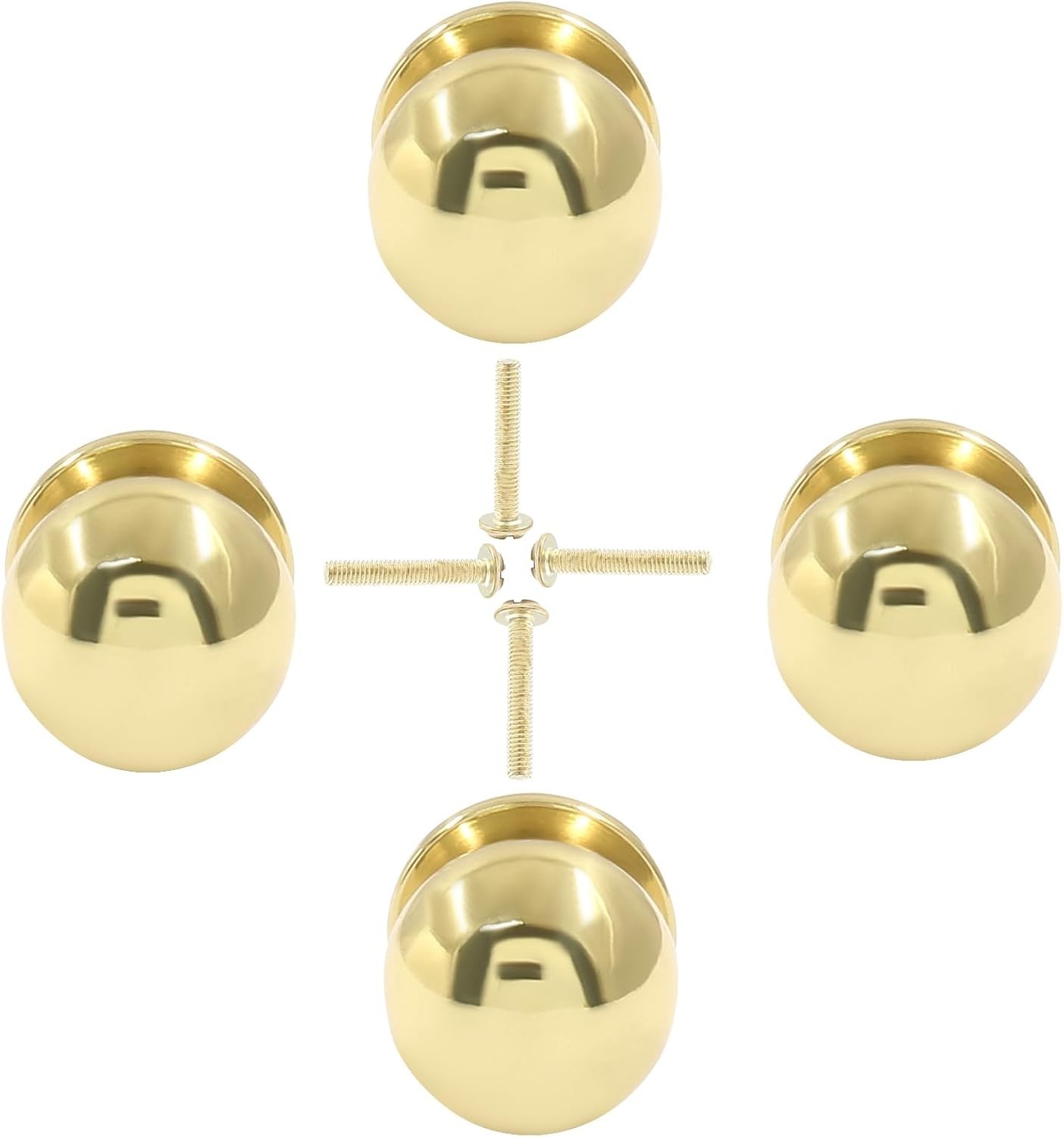 4 Pack Mini Round Brass Knobs – Polished Gold 1/2 Inch Drawer Pulls