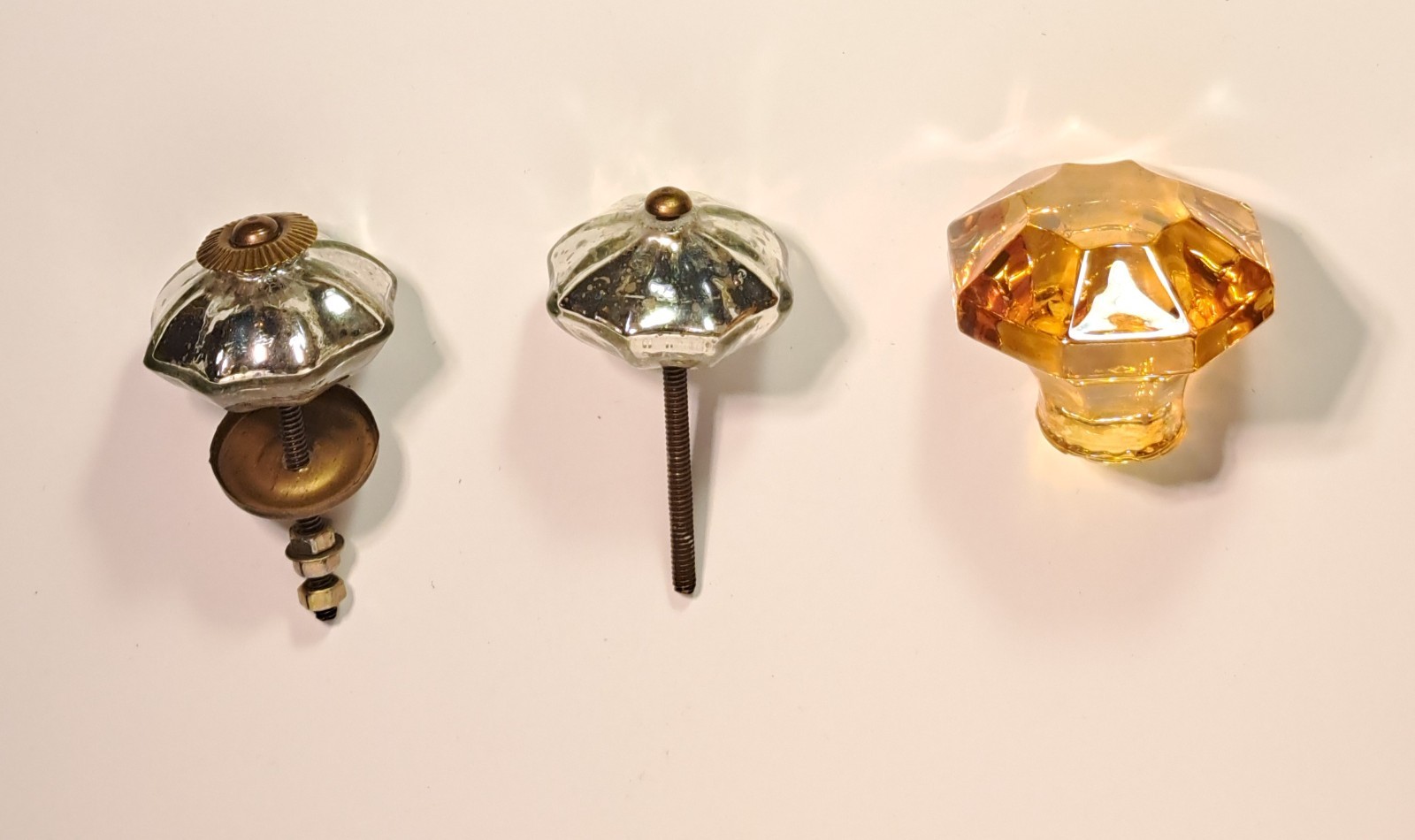 Vintage Mercury Glass Mellon Knob: Dresser/Door/Drawer/Pull Knobs Lot of 2 + 1
