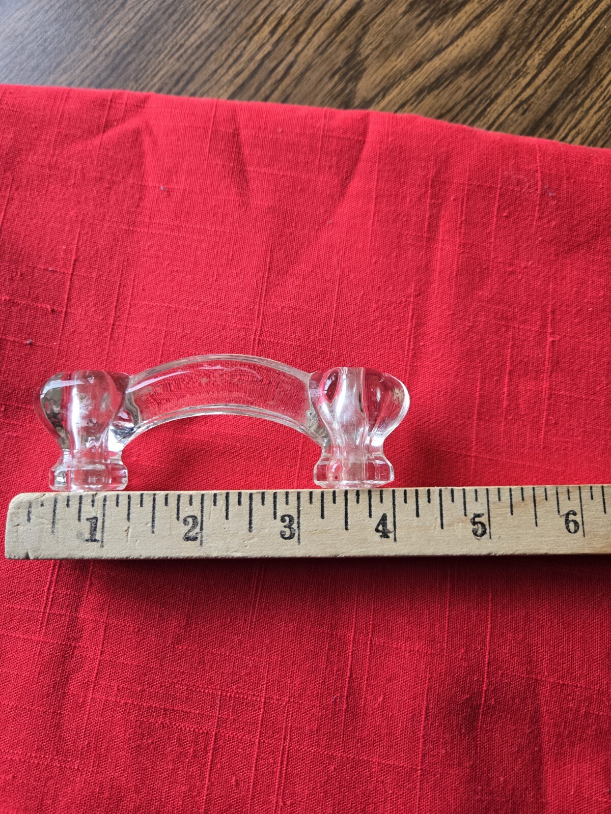 1 Vtg. CLEAR GLASS 4 1/4″ HANDLE With 3” Hole Spread Cabinet Drawer Pulls Knobs