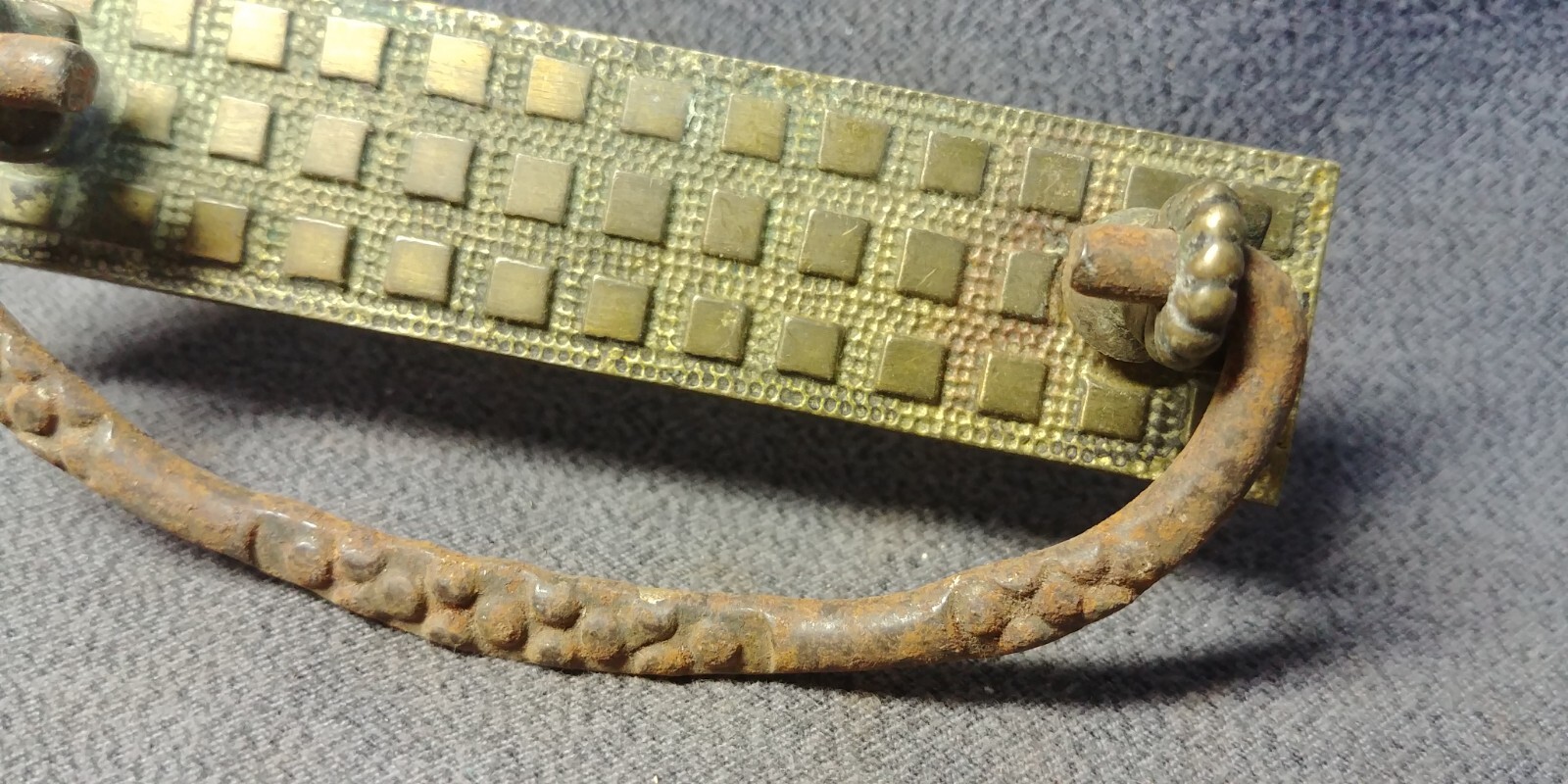 Victorian Square Solid Brass Back Iron Bail Drop Handle Furniture Pull Hardware