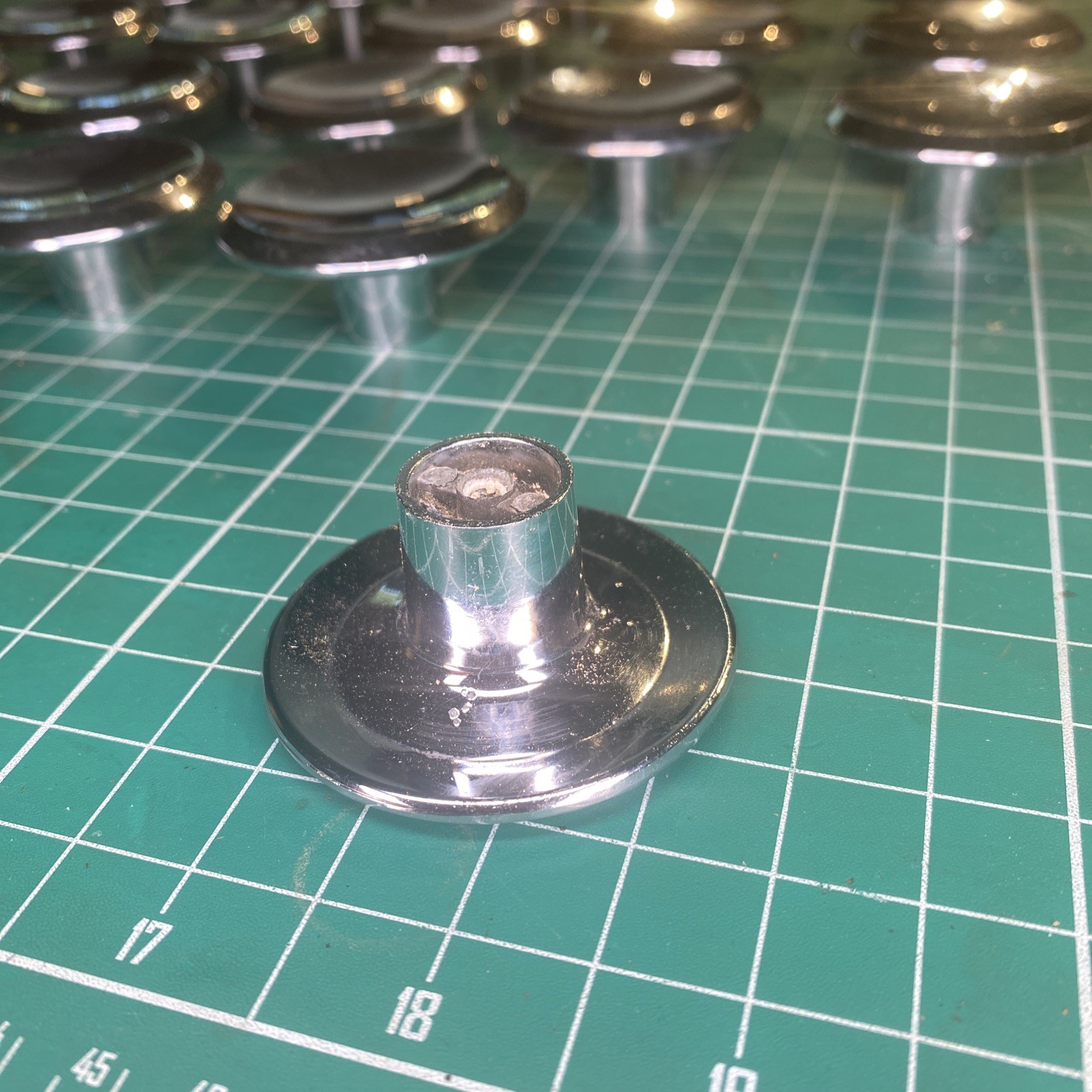 Vintage MCM 2” Round Beveled Concave Silver tone Pull Knob Lot Of 24