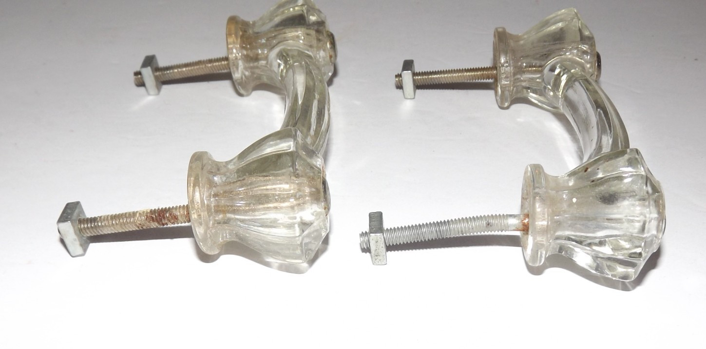 Vintage Lot Set Of 4 Glass Drawer Pulls