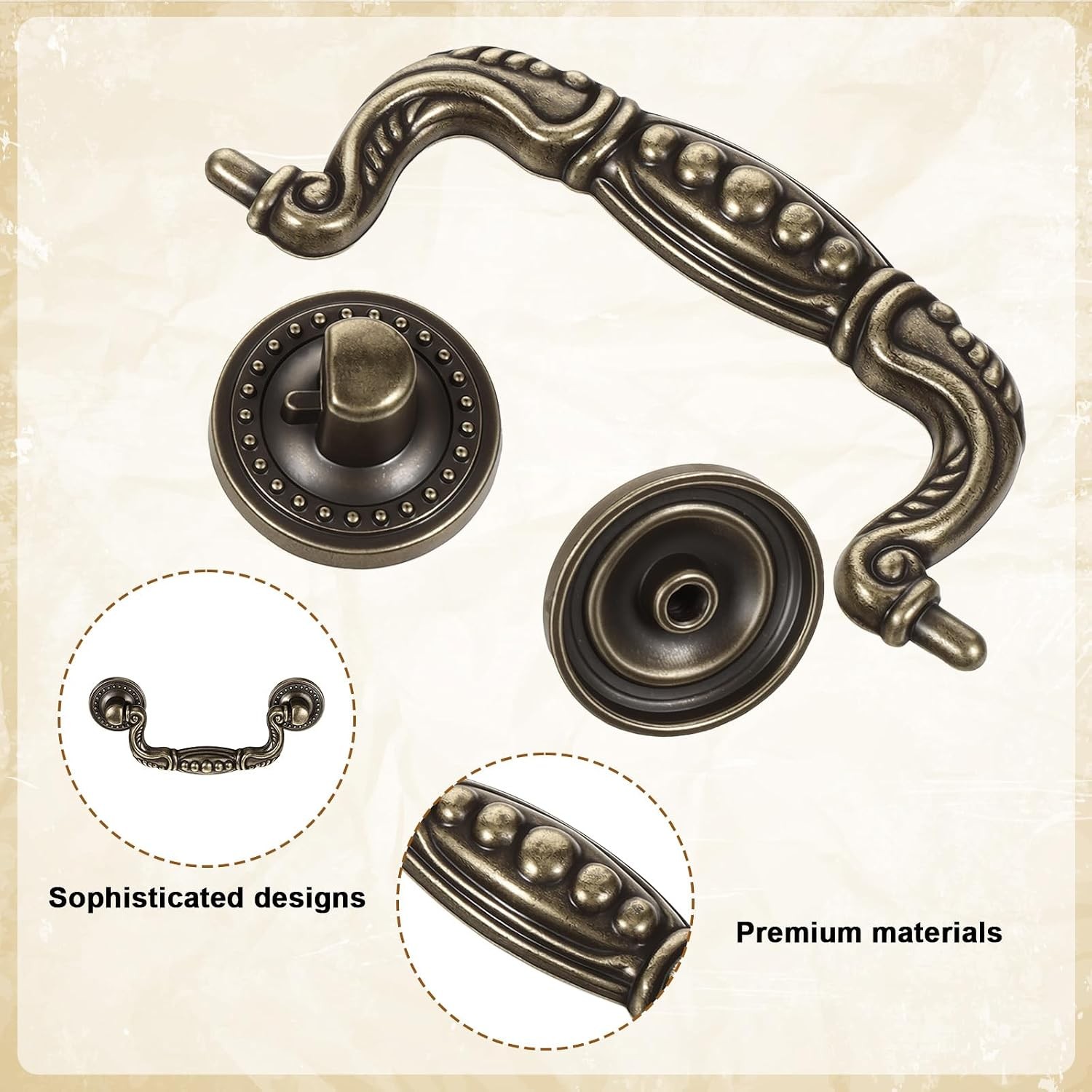 4Pcs Antique Bronze Drop Bail Handles Vintage Dresser Cabinet Drawer Pulls 3″
