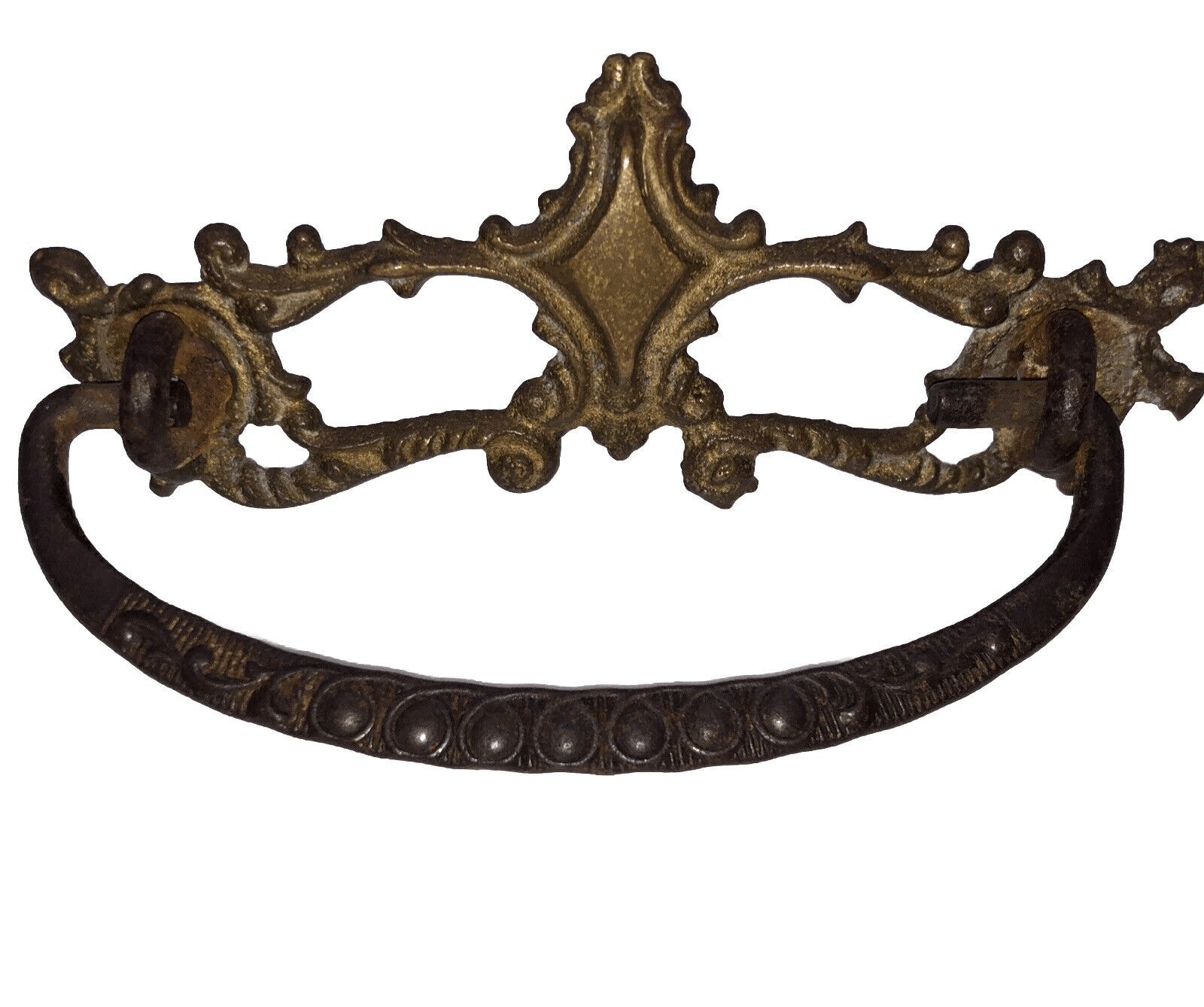 Vintage Ornate Brass Drawer Pull Bail Drop Hardware Furniture Restoration