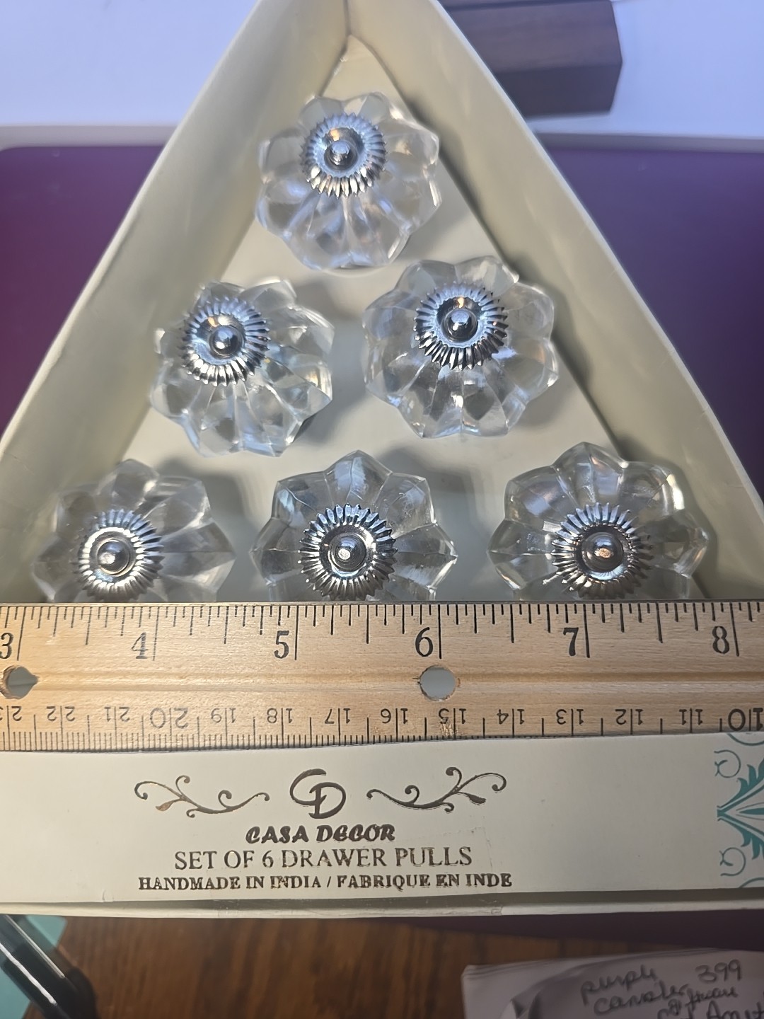 Antique Style Glass Drawer Pull Handle Clear Faceted Cabinet Knobs Silver Accent