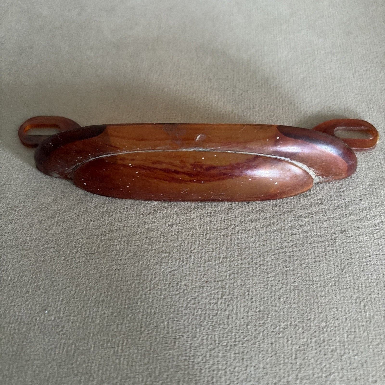 Vintage Mid Century Dresser Pull Orange Amber Bakelite(?) Lucite Handle