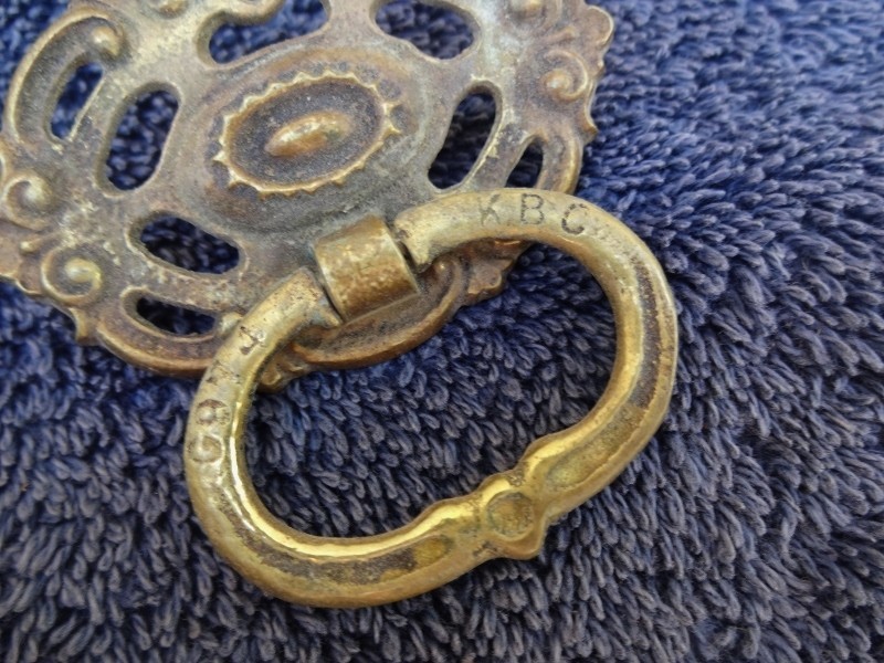 Vintage KBC Cast Brass Ornate Drop Bail Drawer Pulls Set of 6- 2in. x 1.25in.