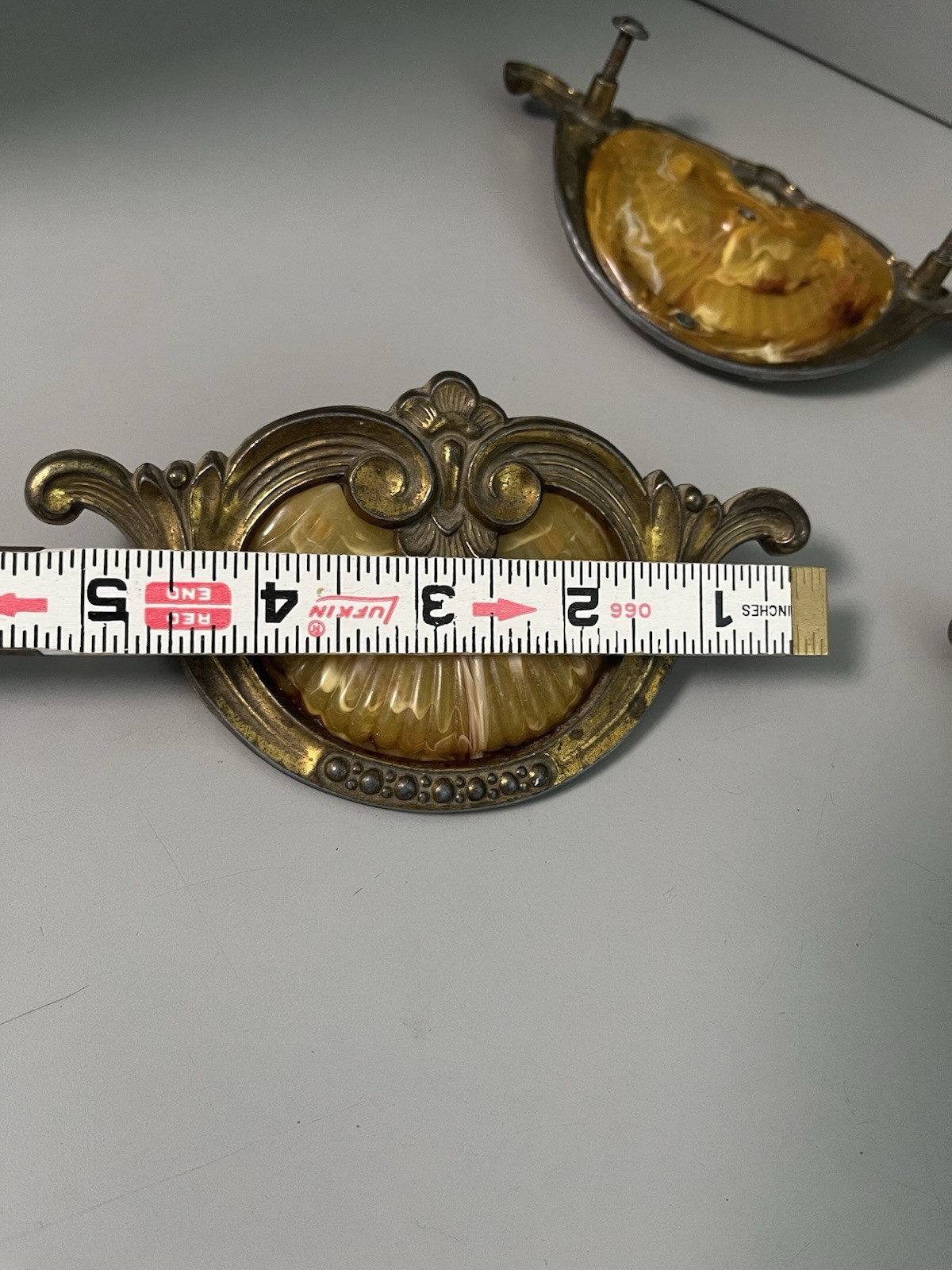 Vintage (1930’s-1940’s) Keeler Art Deco Celluloid & Brass Original Drawer Pulls