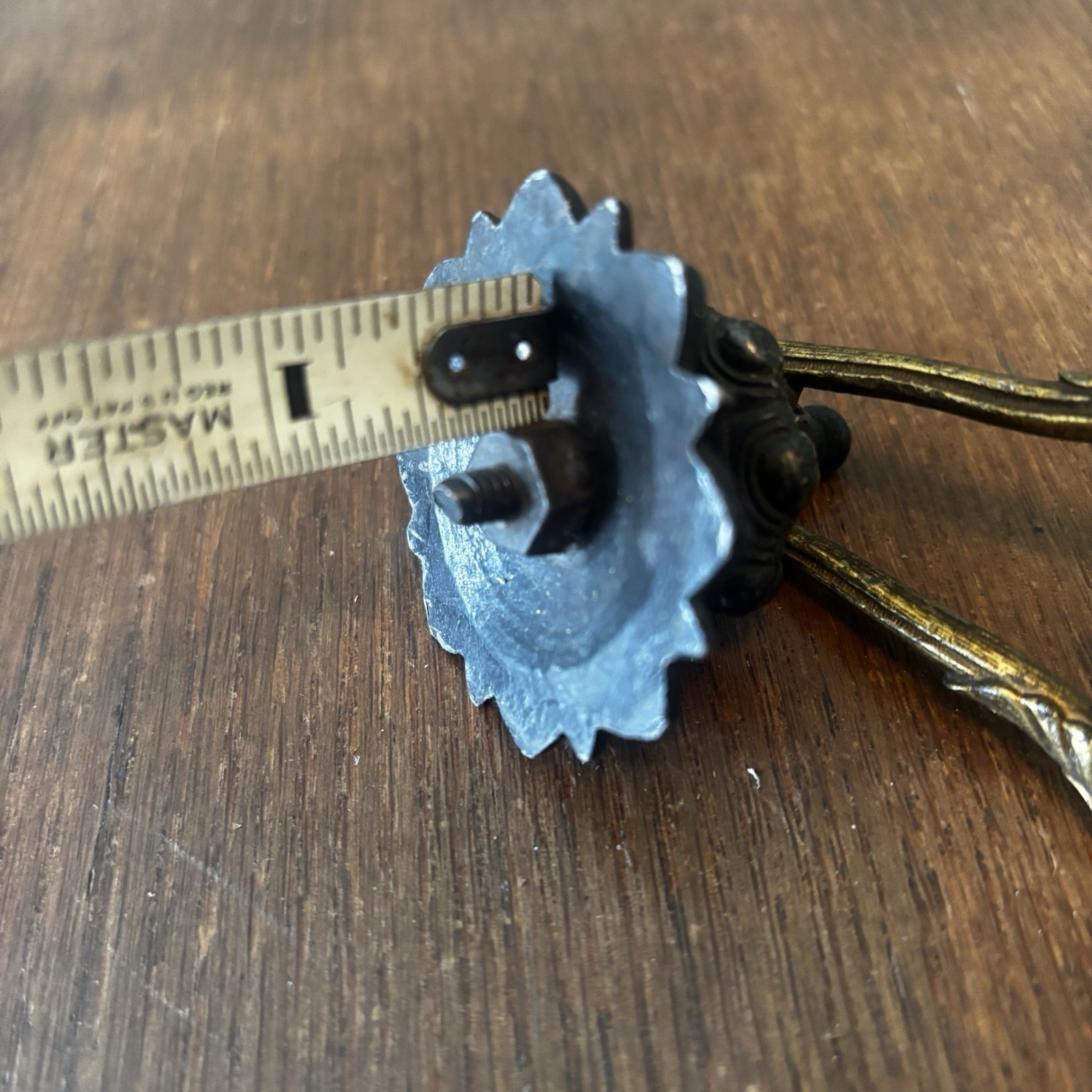 Antique Brass And Cast Iron Drawer Drop Bail Pull Highly Ornate Unique