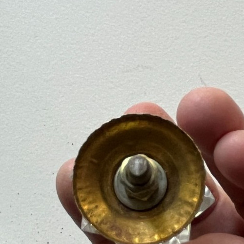 10 Vintage Brass floral Cut Glass Drawer Knob Handle Pulls