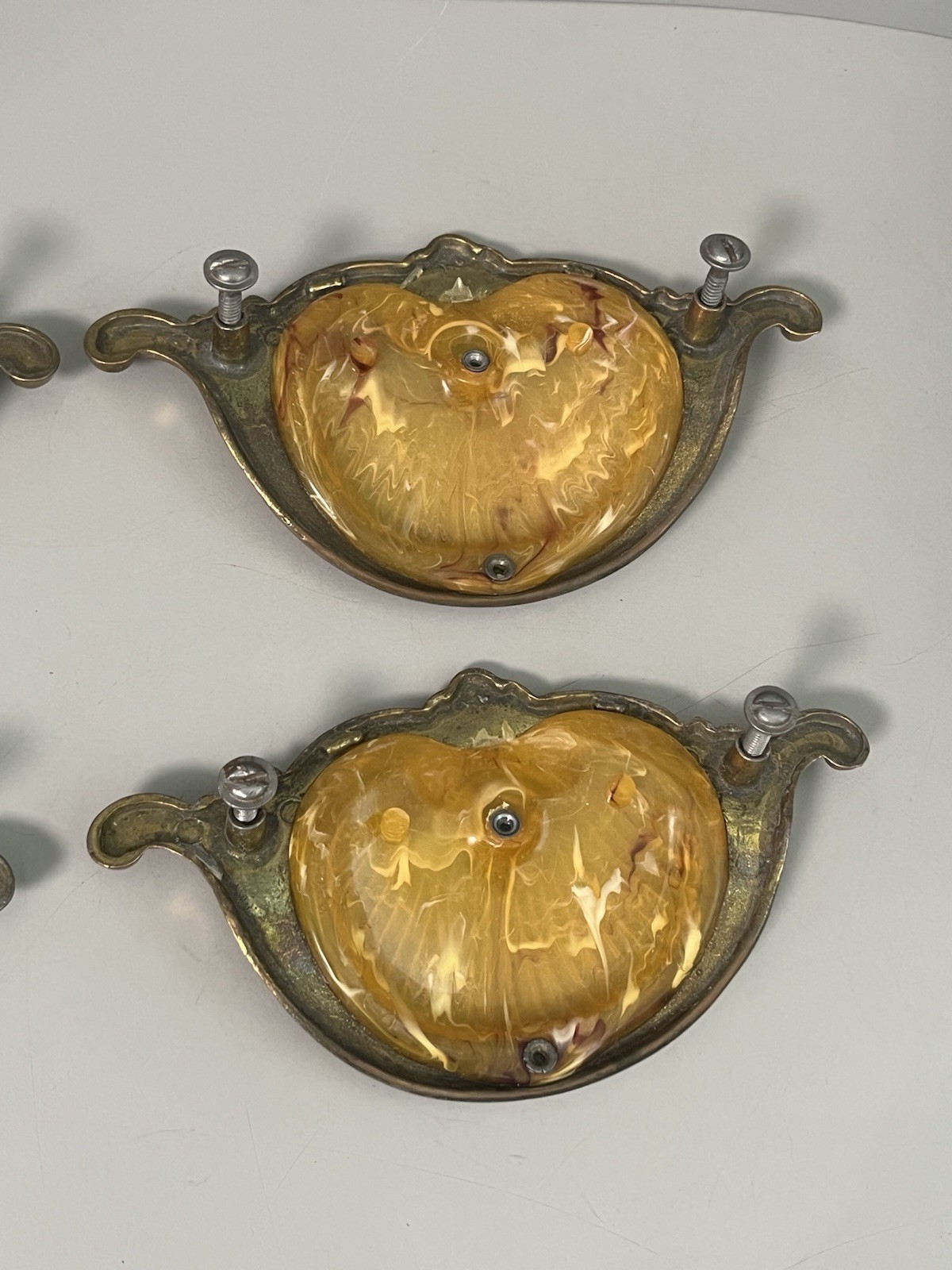 Vintage (1930’s-1940’s) Keeler Art Deco Celluloid & Brass Original Drawer Pulls
