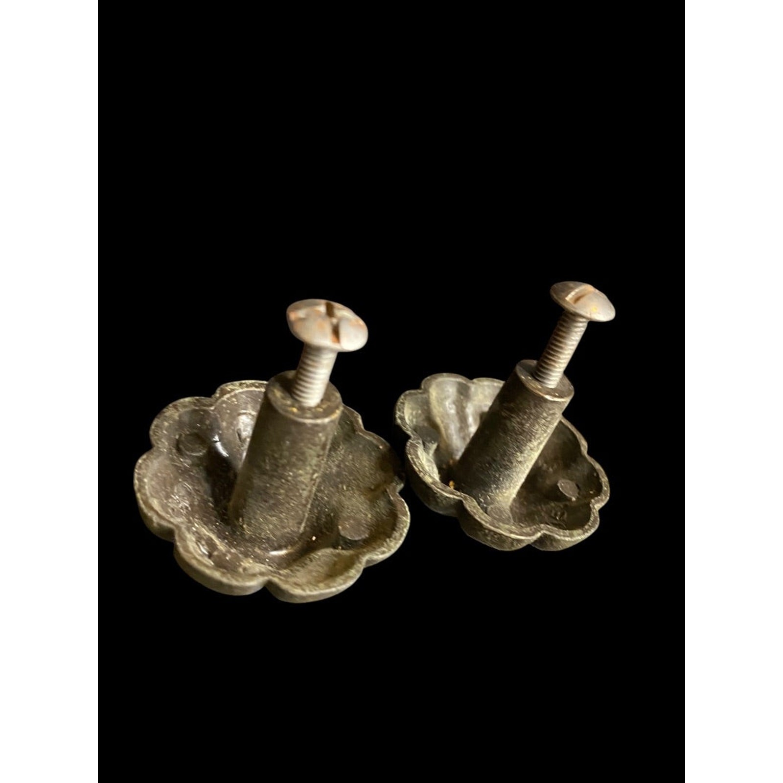 Set of 2 Brass Pumpkin Style Floral Drawer Pull Knobs 37mm 1.4″