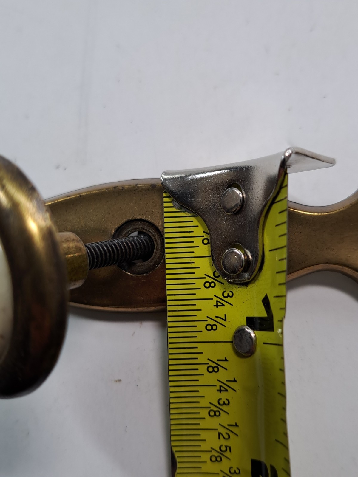 Set Of 2 Vintage Brass DRAWER PULL Knobs With Back Plates Canada Beige Center