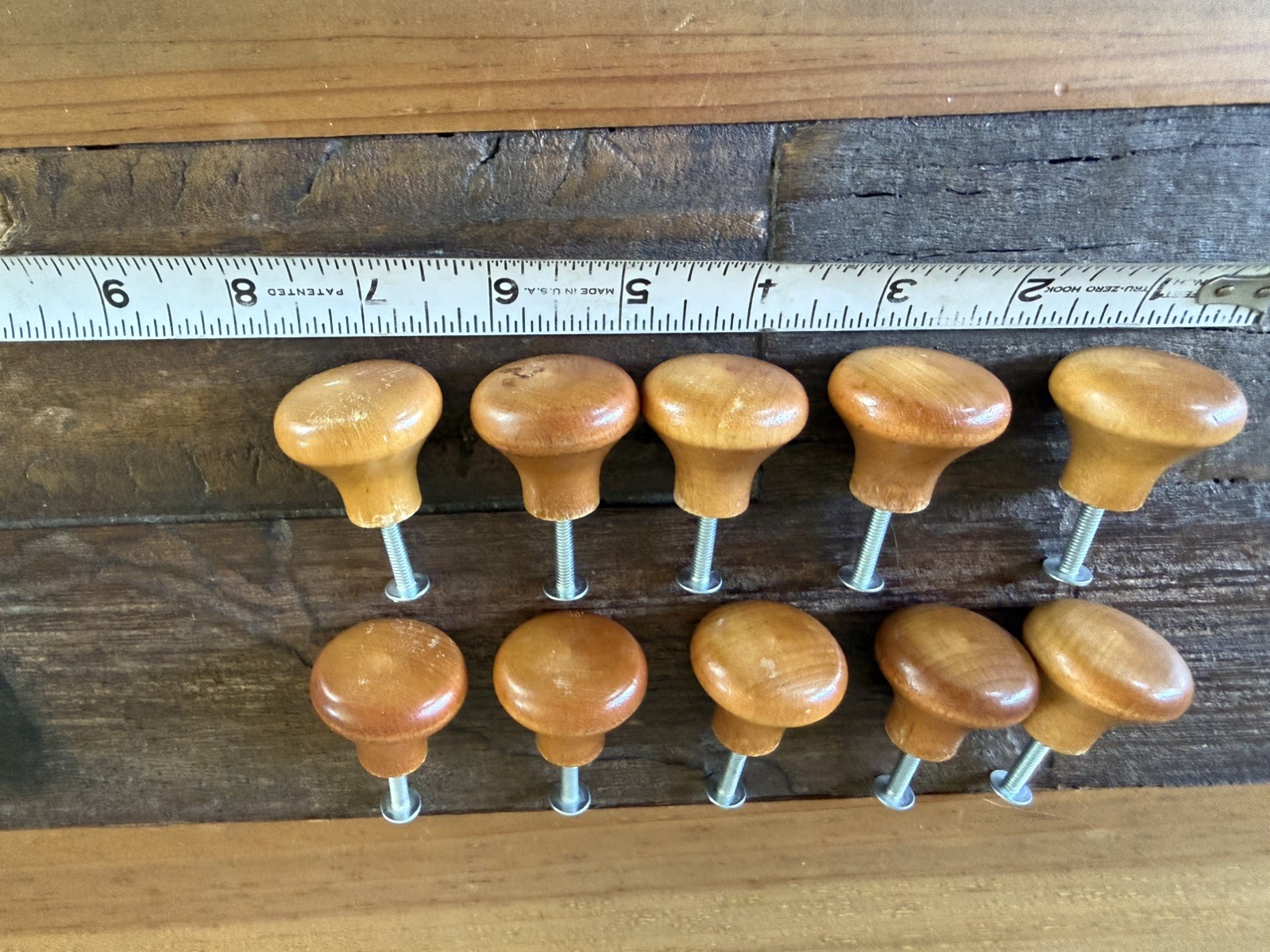 Vintage Wooden Dresser Drawer Knobs Cabinet Door Pulls Lot Of 10 w/1”screws