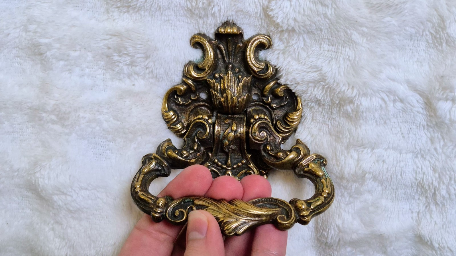 Antique French Rococo Bronze Drawer Pulls Ornate Furniture Handles Pair