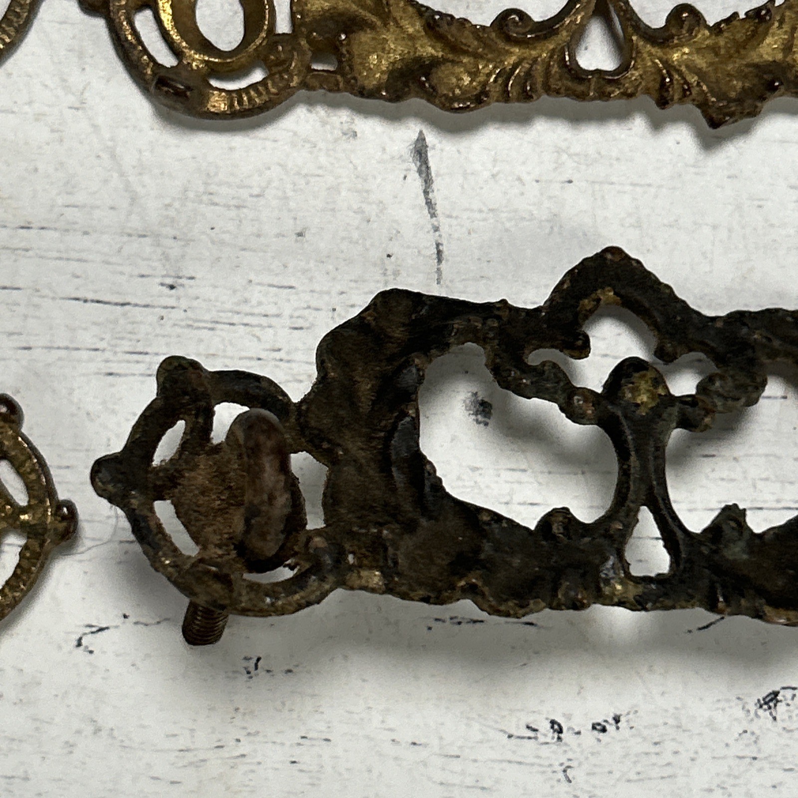 Antique Victorian Drawer Pull Backplates Lot 1890s Ornate Rococo French Prov