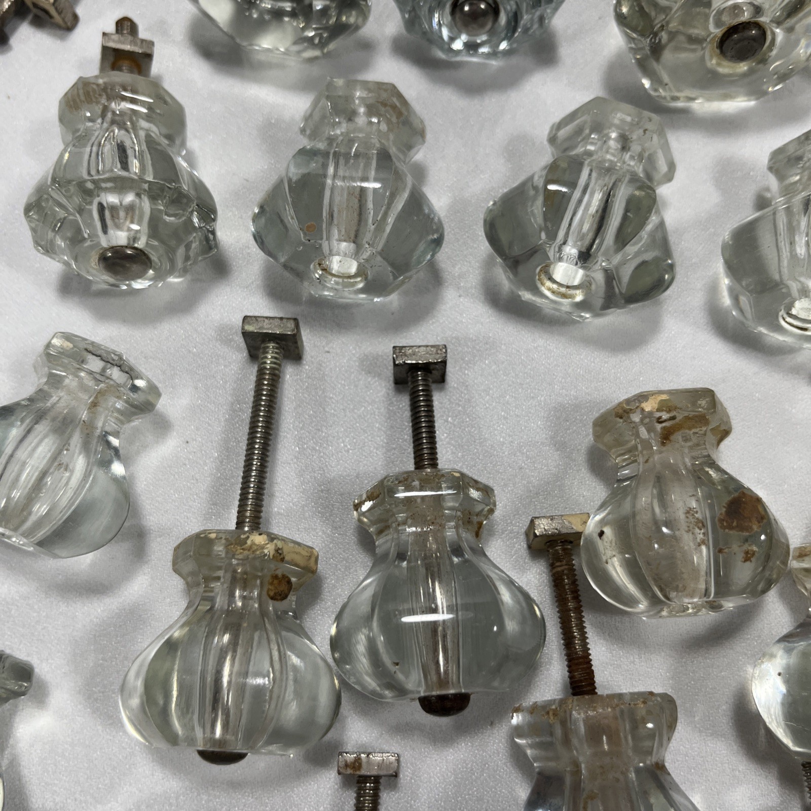 Lot Of 52 Antique Vintage Clear Glass Drawer Knobs-Salvage-Crafting-Restoration