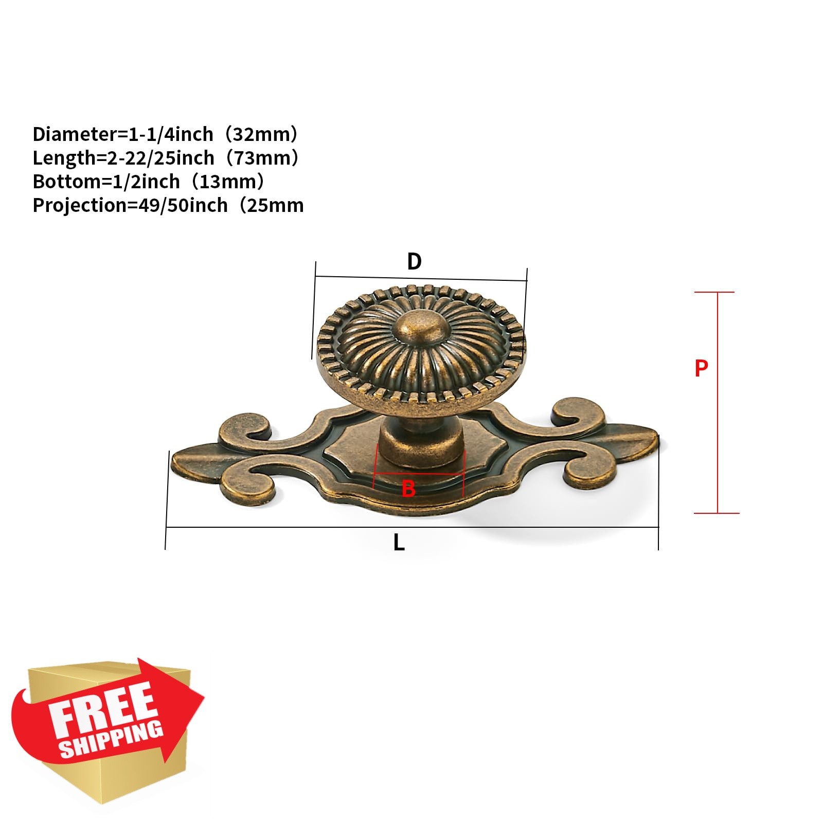 khtumeware 12pk Antique Brass Mushroom Cabinet Knobs