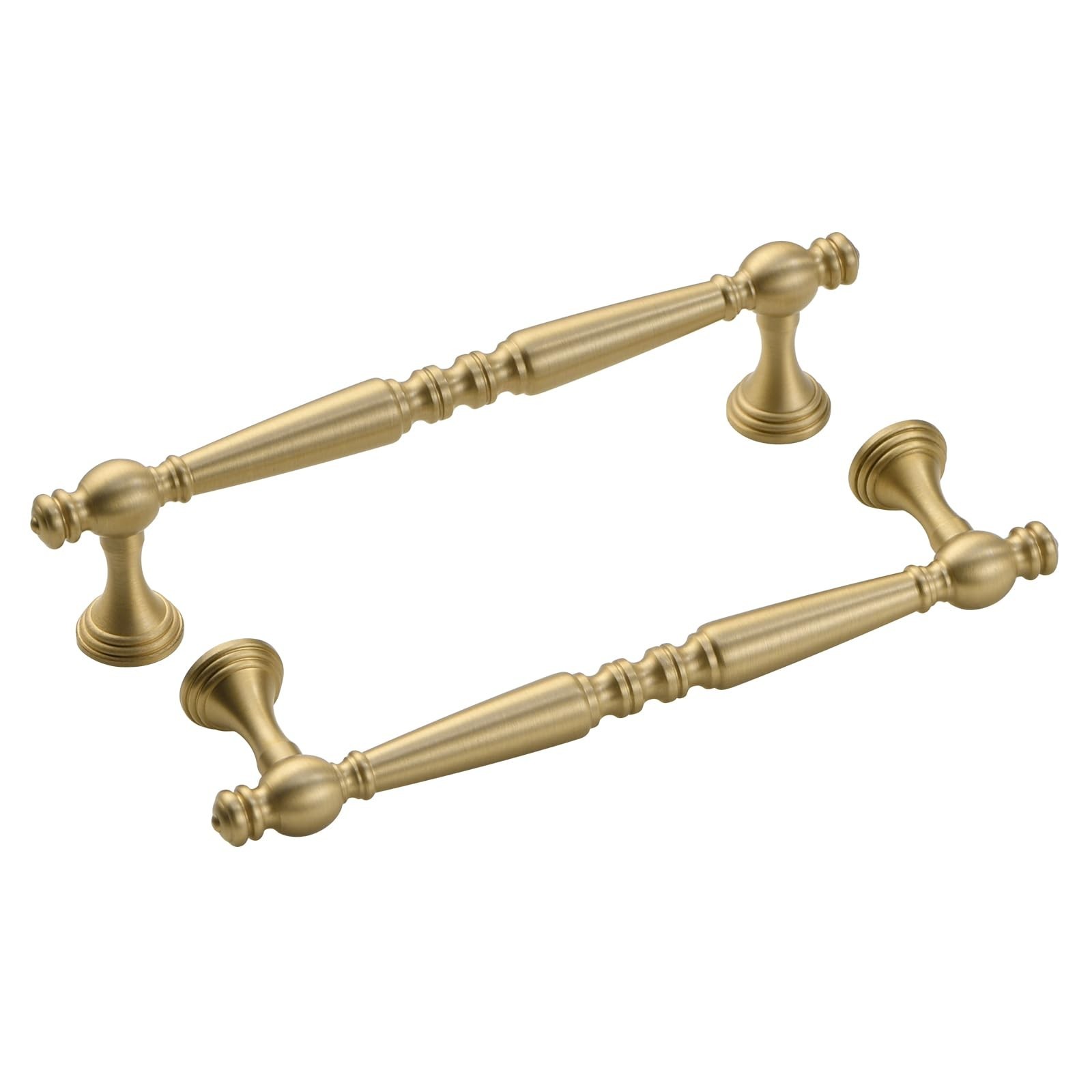 2 Pack Brushed Gold Cabinet Pulls, 5 Inch(128mm) Solid Brass Kitchen Cupboard…
