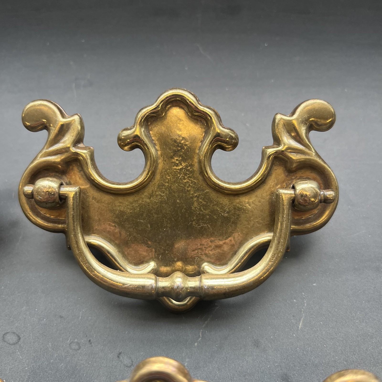Set of 4 Vintage Brass Chippendale Batwing Drawer Pulls Bail Handles Salvaged
