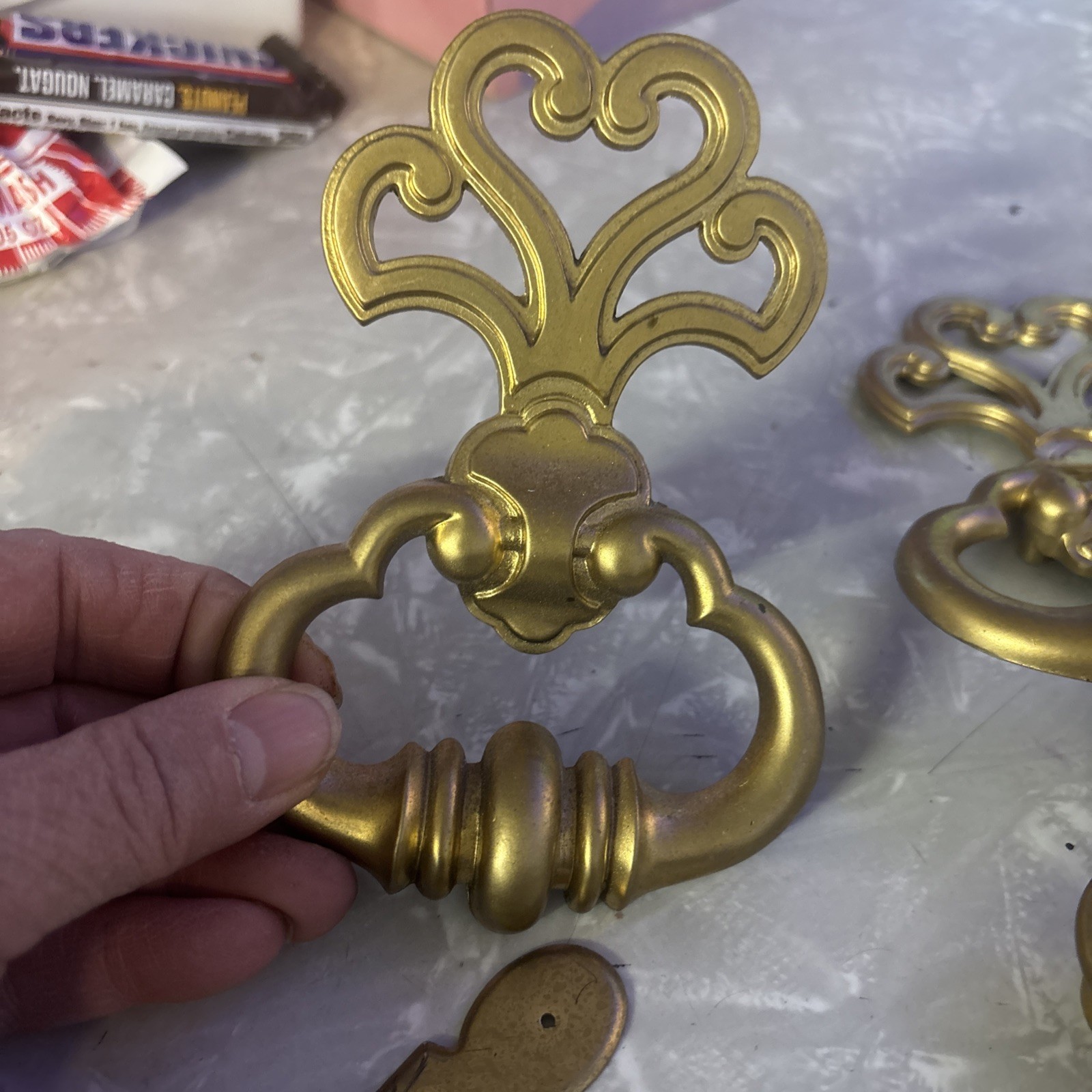 Vintage KBC Drawer Door Pulls Knobs Handles Hollywood Regency Ornate
