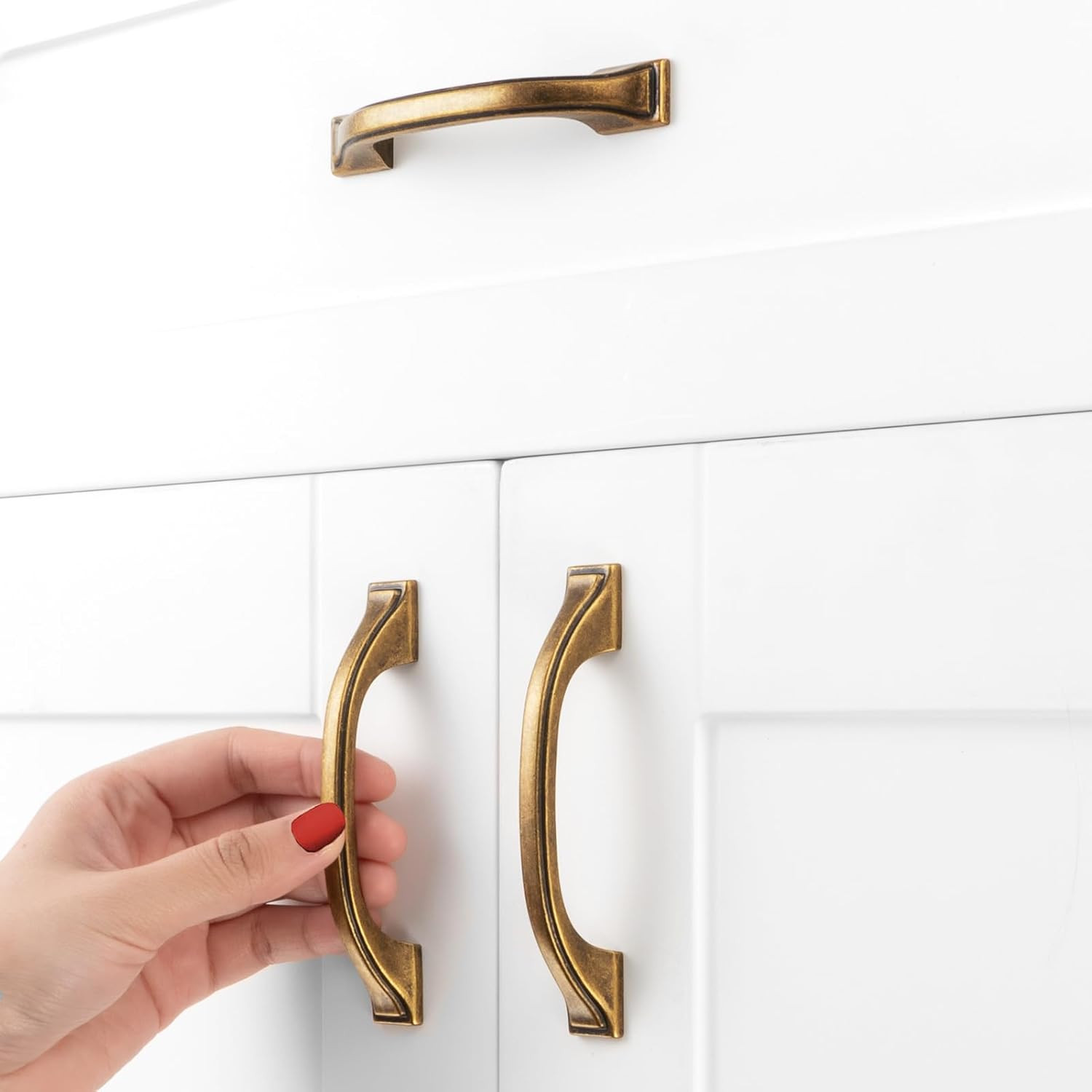 10 Pack Antique Brass Cabinet Pulls 3 Inch Vintage Brass Cabinet Handles Antique